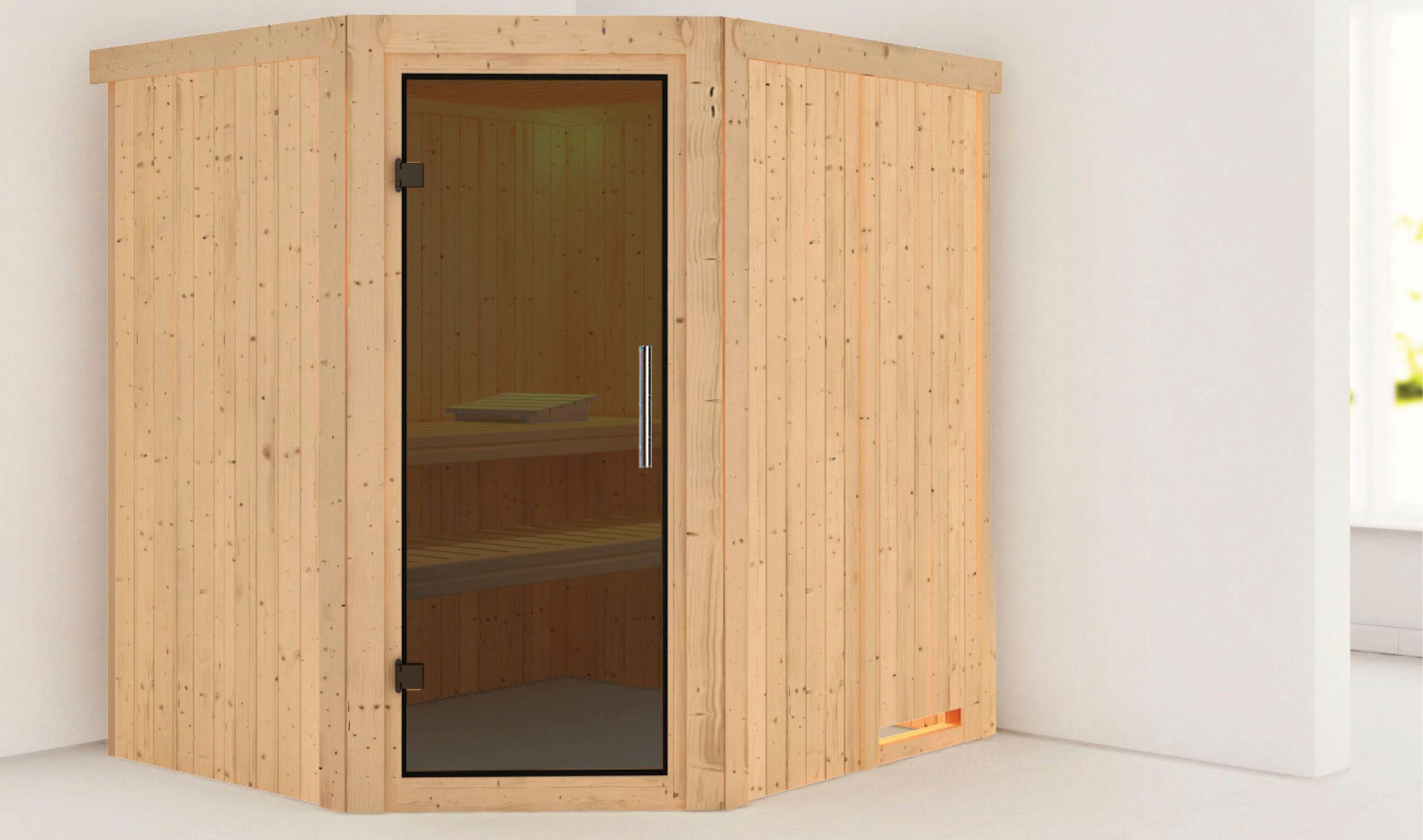 Karibu Sauna »Siirin« Set,  9 KW-Ofen mit integrierter Steuerung