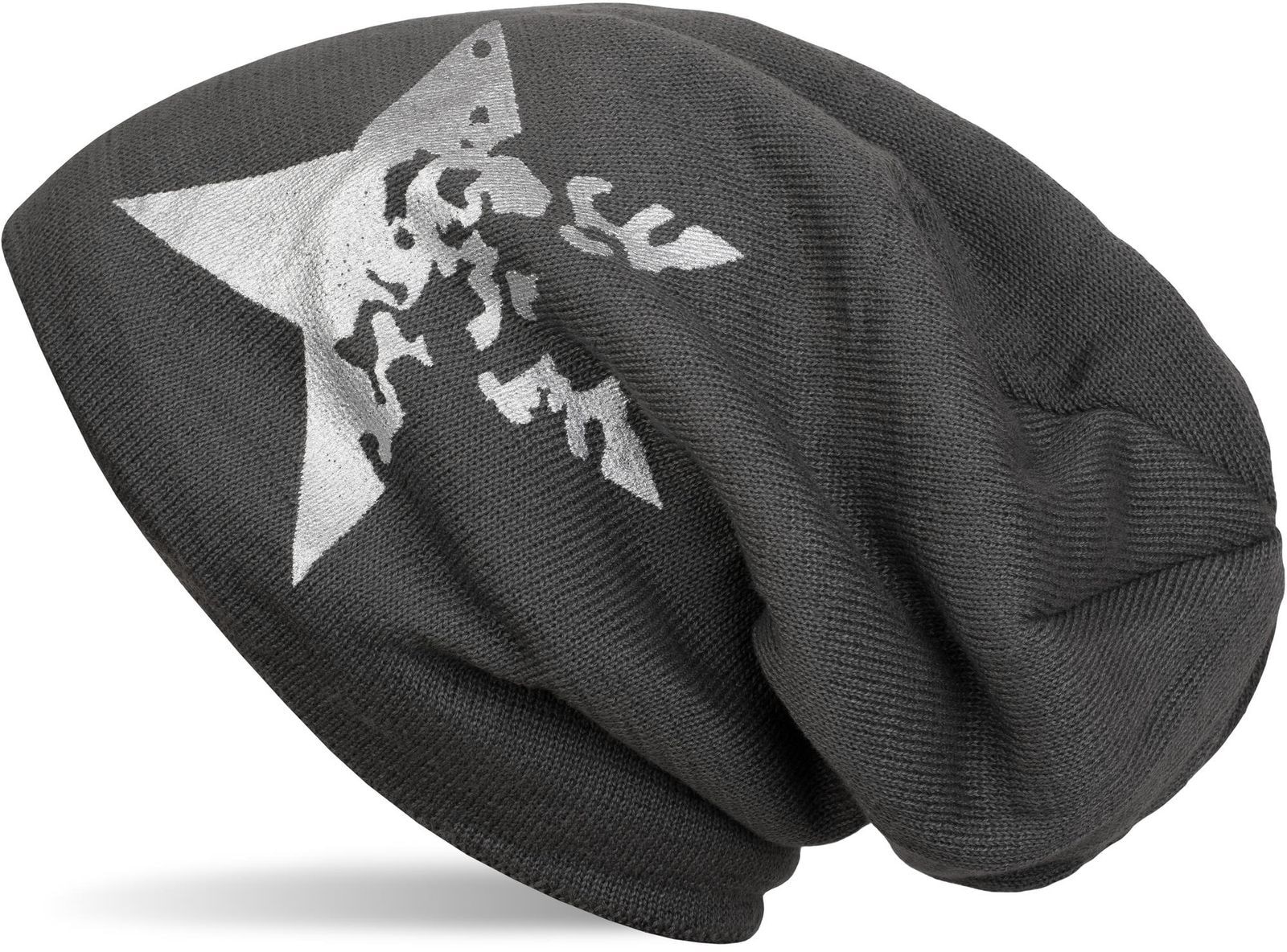 styleBREAKER Strickmütze »Feinstrick Beanie mit Vintage Stern« 1 Stk.