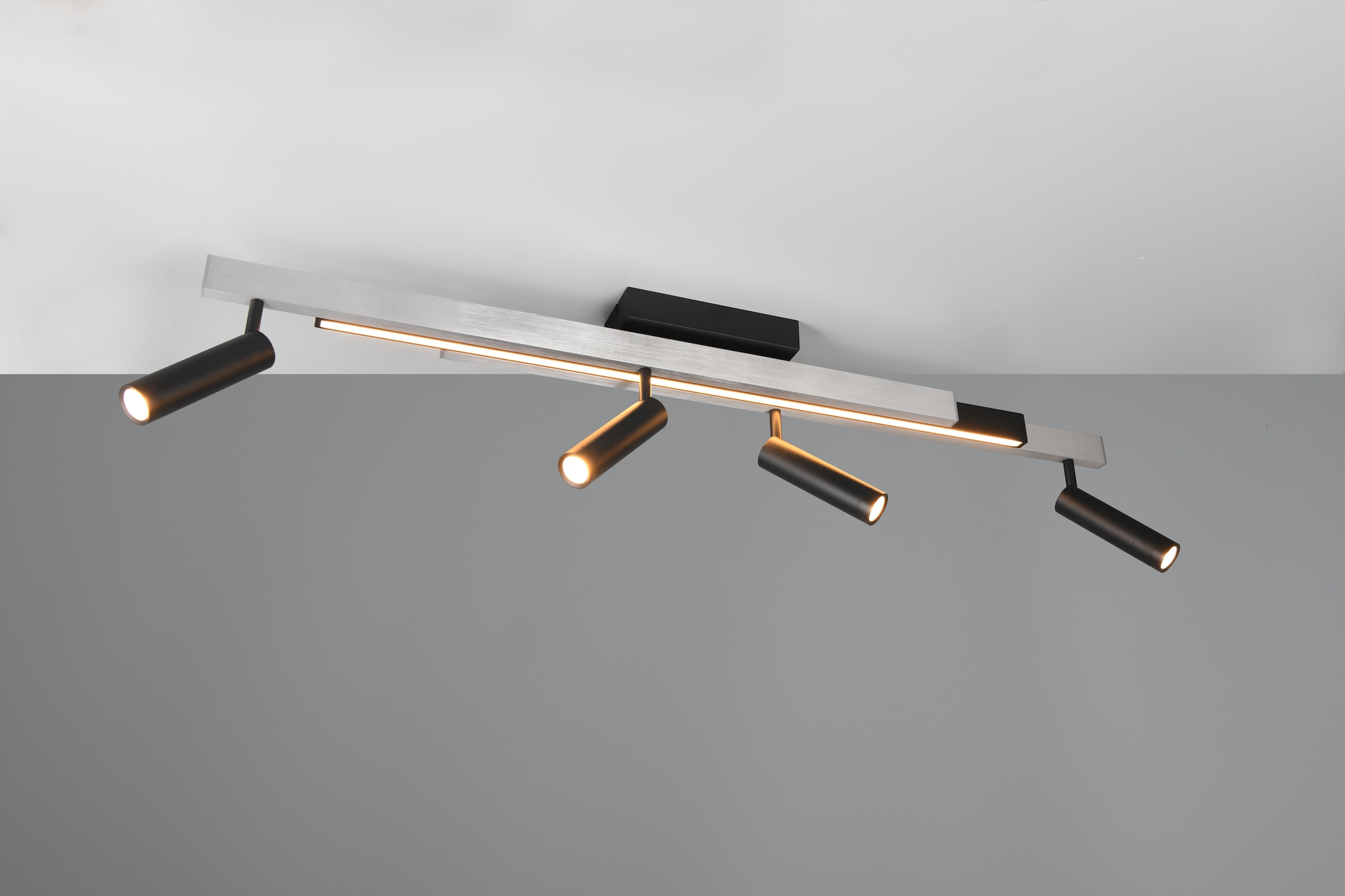 TRIO Leuchten LED Deckenleuchte »ZENO ausziehbare LED Deckenlampe mit 4 verstellbaren Spots dimmbar CCT« LED-Board 1 Stk. warmweiß - kaltweiß getrennt schaltbare Spots, Lichtfarbe einstellbar inkl Fernbedienung