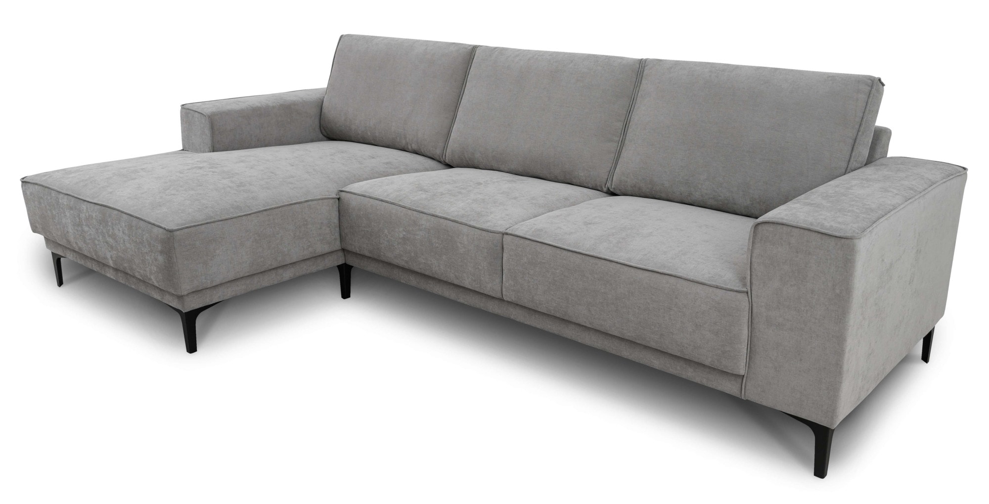 Places of Style Ecksofa »Polsterecke Oland, Struktur, Flachgewebe, Luxus-Microfaser, Boucle«, L-Form, 280 cm, Wellenunterfederung, Skandi-Design, Metallfüße