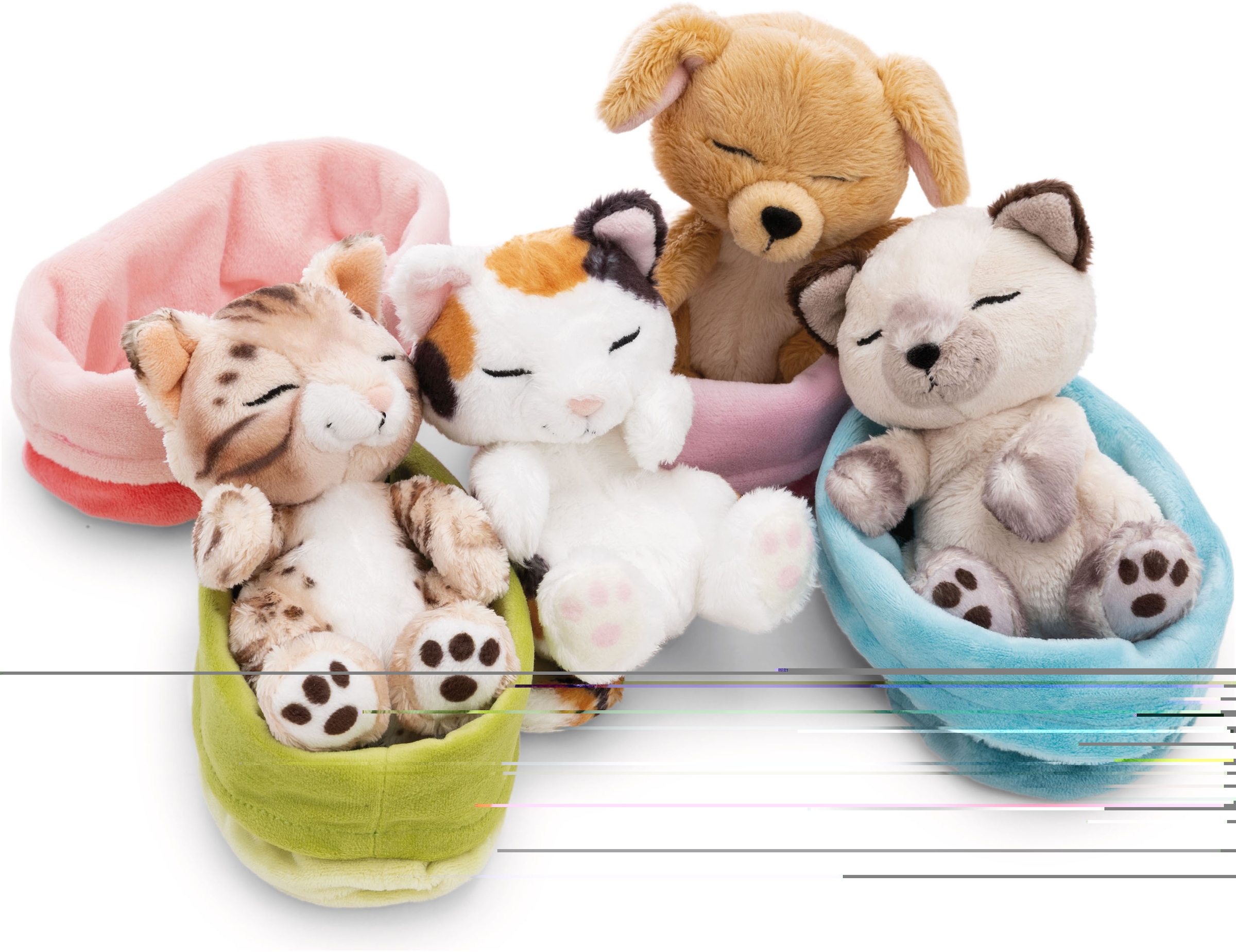 Nici Kuscheltier »Sleeping Pets, Glückskatze, 12 cm« im Körbchen