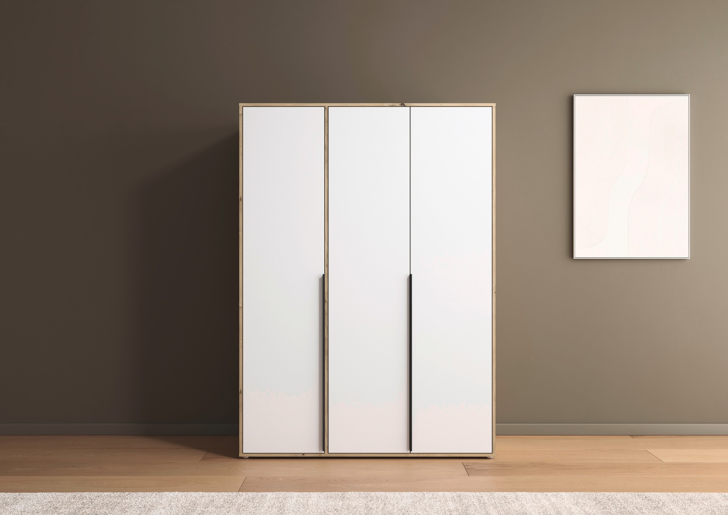 rauch Drehtürenschrank »Kleiderschrank Schrank Garderobe Wäscheschrank NAGATA viel Stauraum«, (in 3 verschiedenen Ausstattungen BASIC/CLASSIC/PREMIUM), mit modernen Stangengriffen in Graumetallic TOPSELLER MADE IN GERMANY