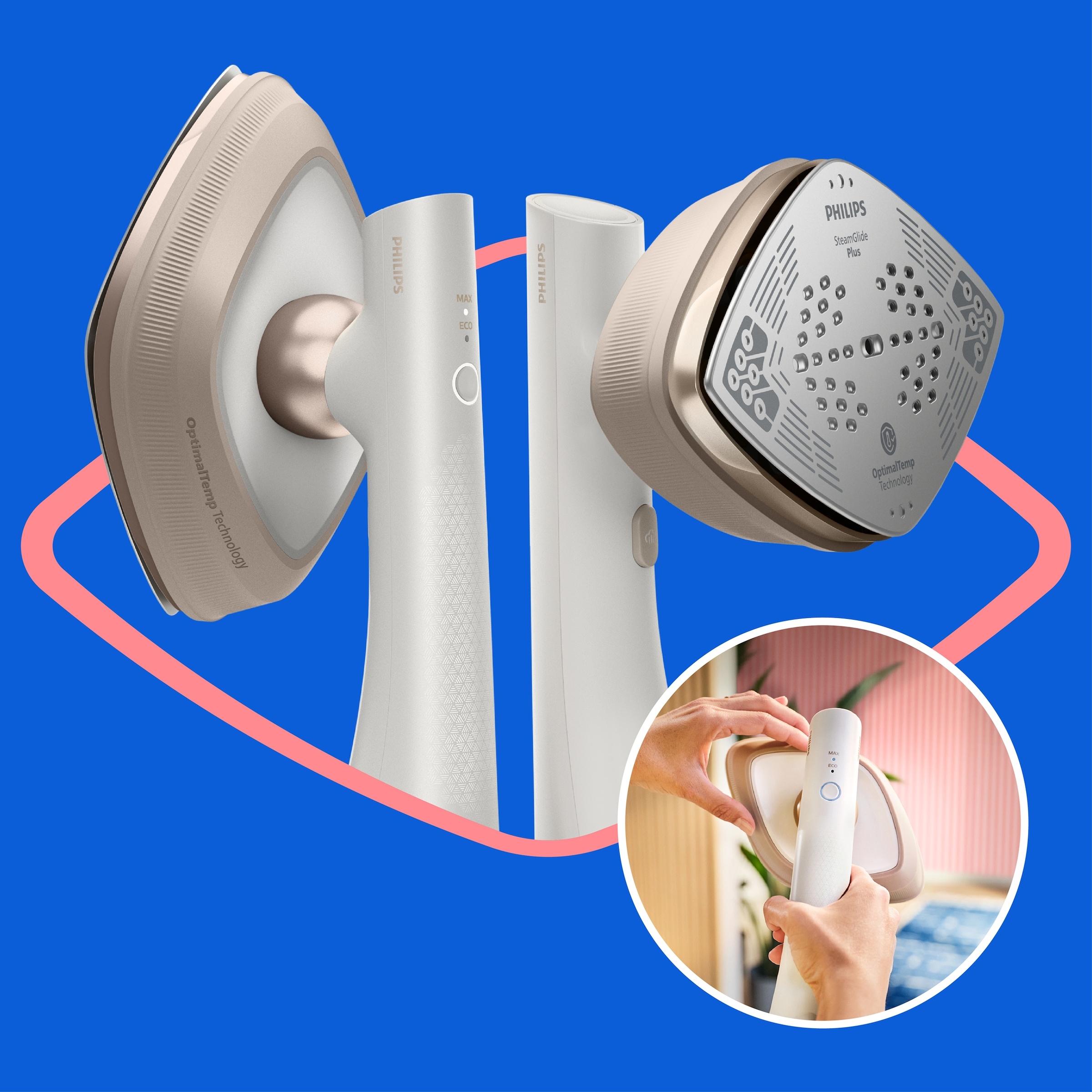Philips Dampfbügeleisen »GC213/50 OneTurn 2-in-1 Bügeleisen & Steamer, StyleMat & Dock inkl.« 1800 W 1800 W, SteamGlide Plus, 200ml Wasserbehälter und 90 g Dampfstoß