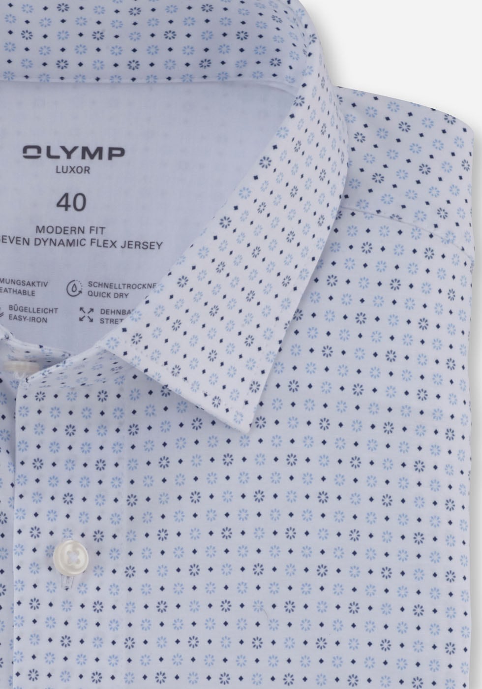 OLYMP Businesshemd »24/7 - Luxor modern fit - Jersey« mit Blüten-Minimal-Dessin