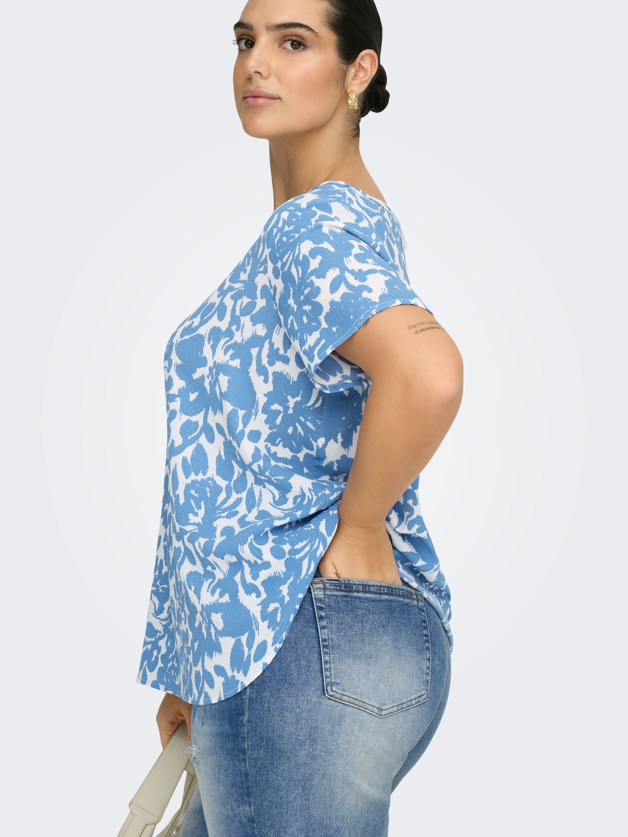 ONLY CARMAKOMA Shirtbluse »CARVICA SS TOP WVN NOOS« Materialmix, regular fit
