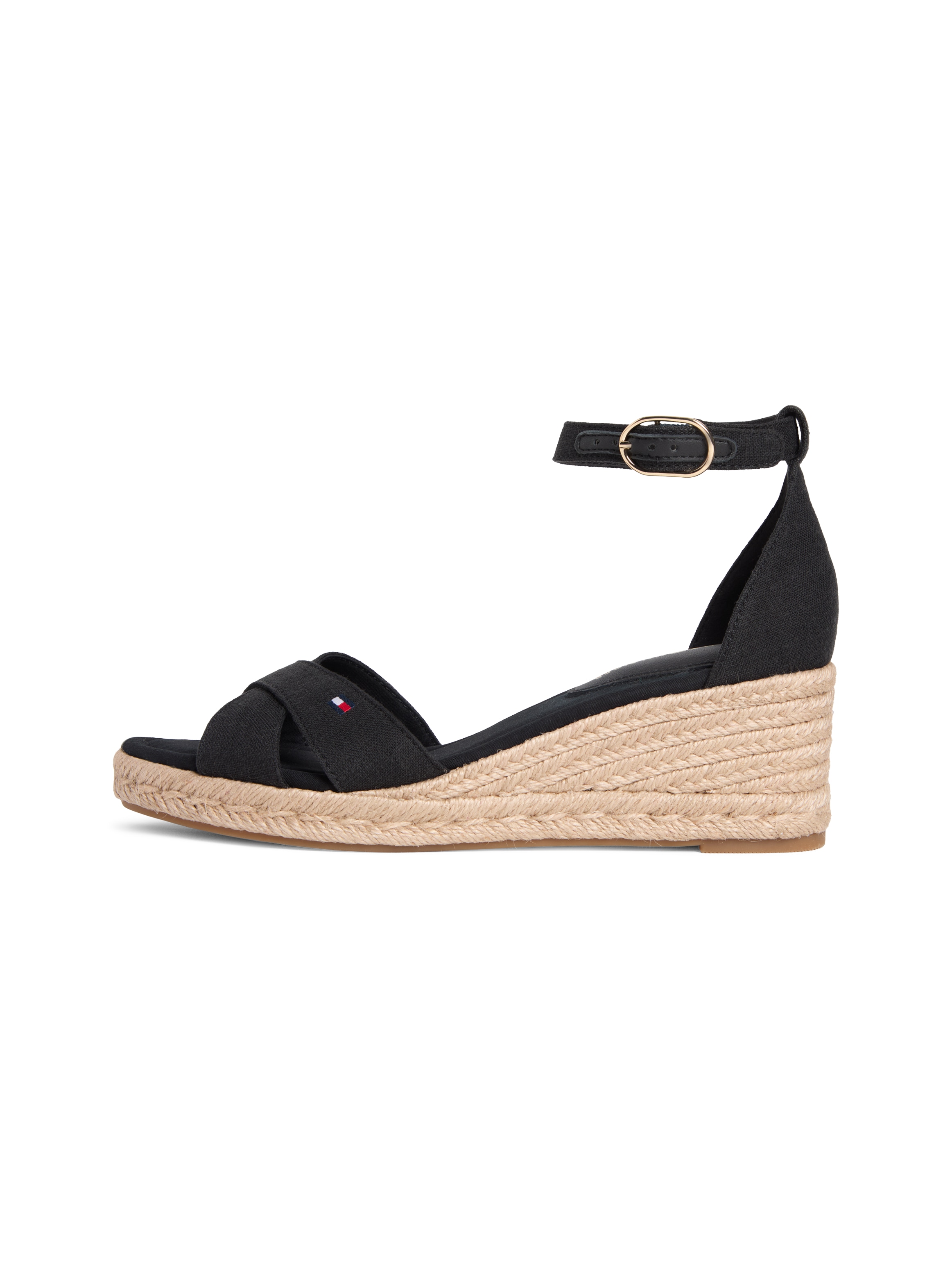 Tommy Hilfiger Keilsandalette »MID WEDGE ESPAD X CROSS«  Sommerschuh, Riemchensandale mit Jutebesatz - schmale Form