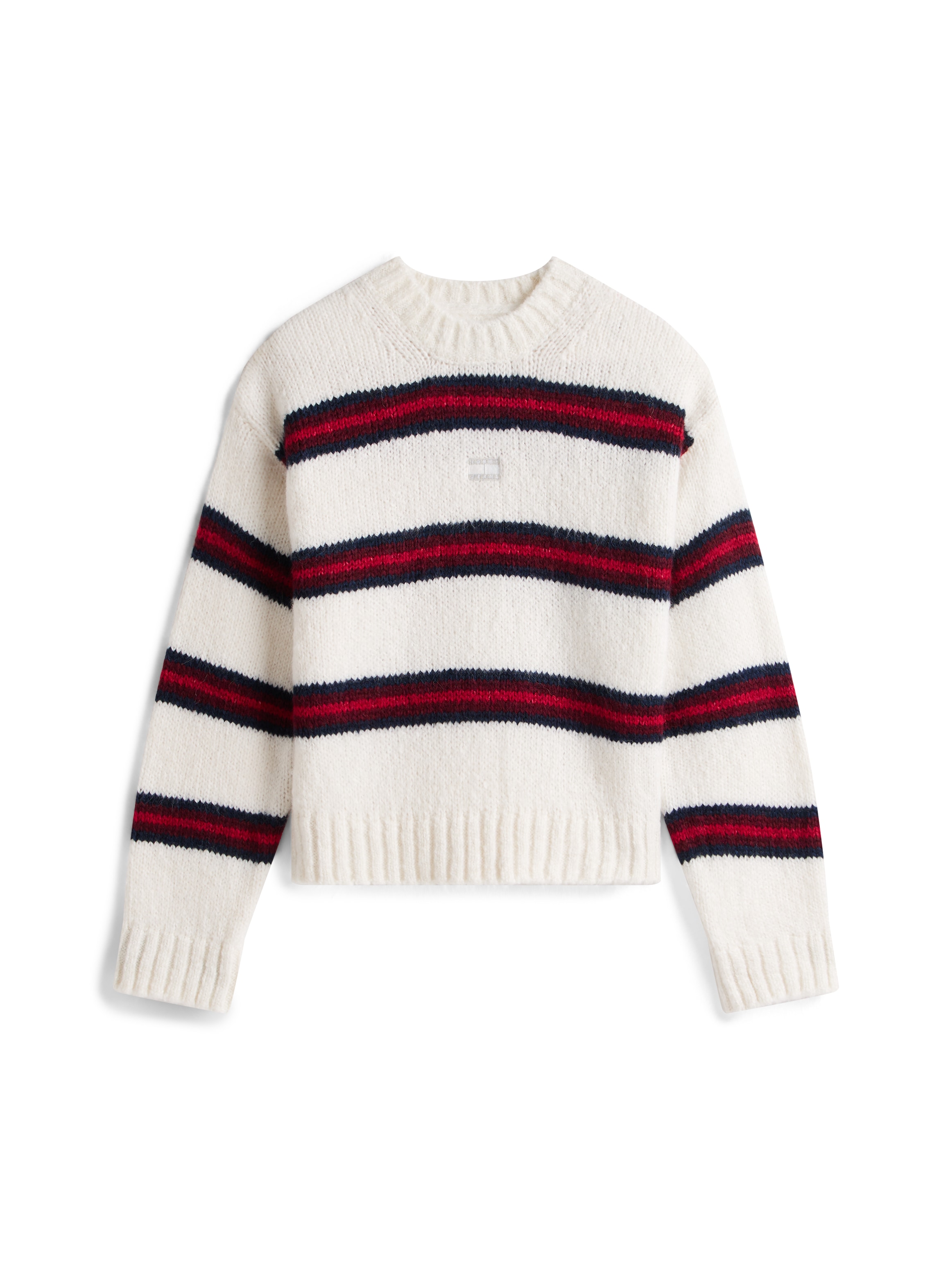 Tommy Jeans Rundhalspullover »TJW BADGE STRIPE FLUFFY SWEATER«, mit Alpaka