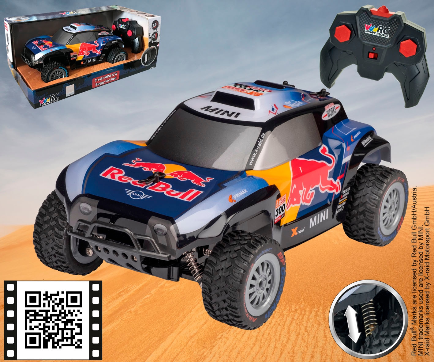 Happy People RC-Buggy »Mini Cooper JCW X-Raid Red Bull«, mit Fernbedienung