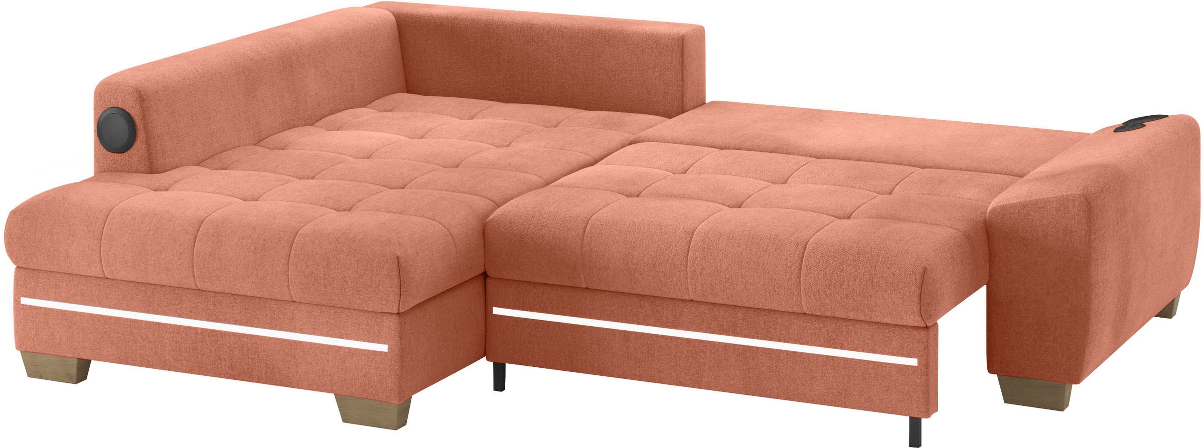 Mr. Couch Ecksofa »Nikita II, L-Form«, mit Kaltschaum, RGB-LED, Soundsystem, wahlweise mit Bett, Bettkasten