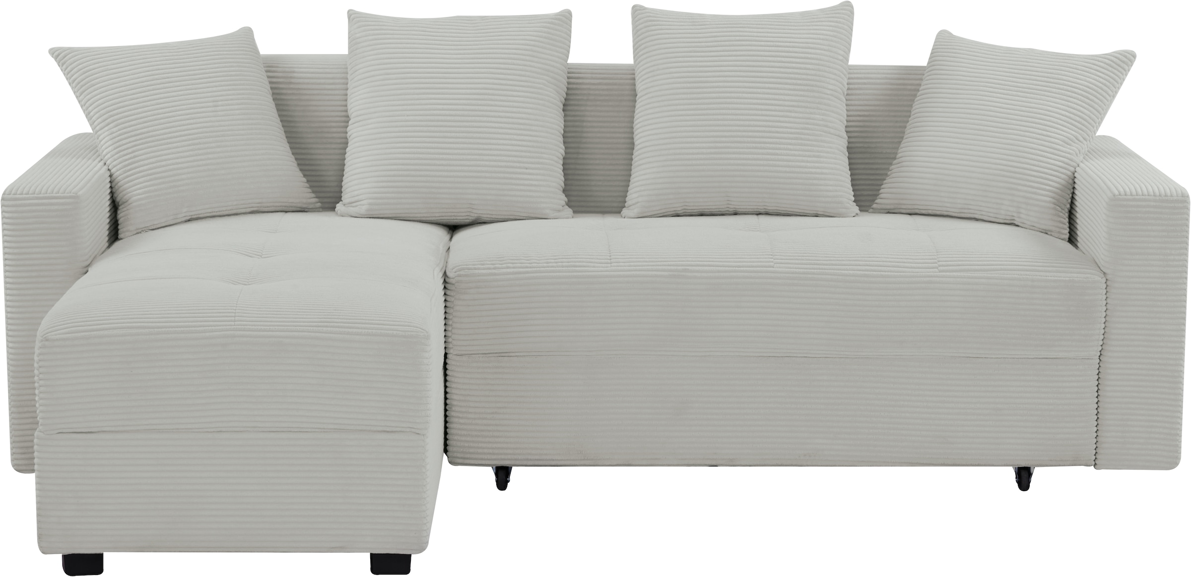 INOSIGN Ecksofa »KILLAM, 217 cm, L-Form, mit Schlaffunktion u. Bettkasten«, Recamiere rechts / links montierbar, in Cord und Webstoff