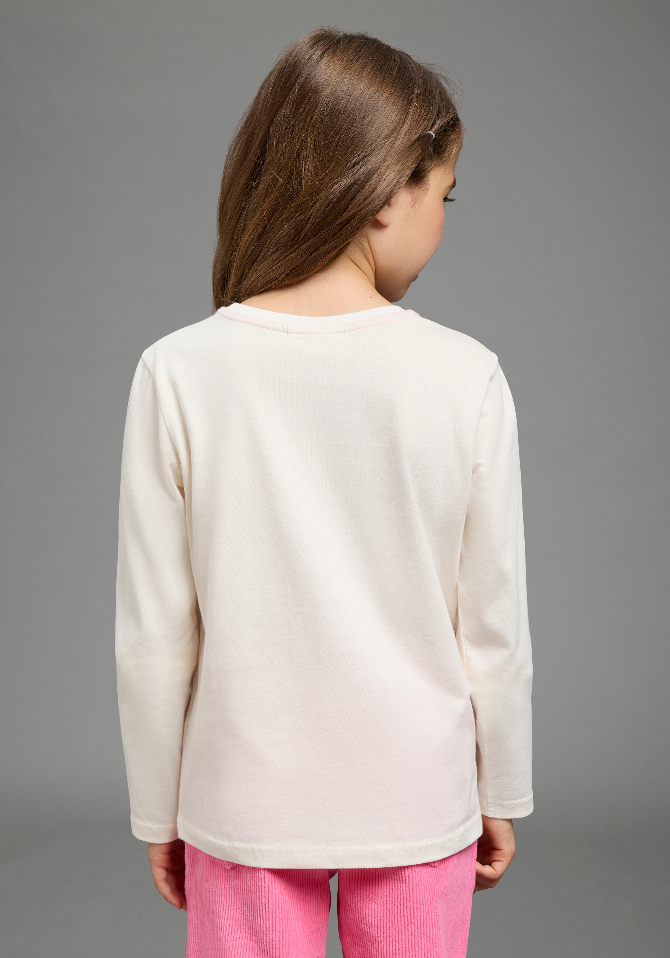 Scout Langarmshirt »Süßes Shirt mit großer Herz-Pailletten Applikation - NEU von SCOUT« Pailletten besetztes Shirt, hüftlange Basic-Passform, Langarm