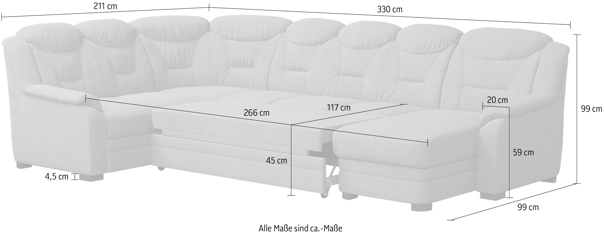 COTTA Wohnlandschaft »Marcus U-Form«, wahlweise mit Bettfunktion & Stauraum