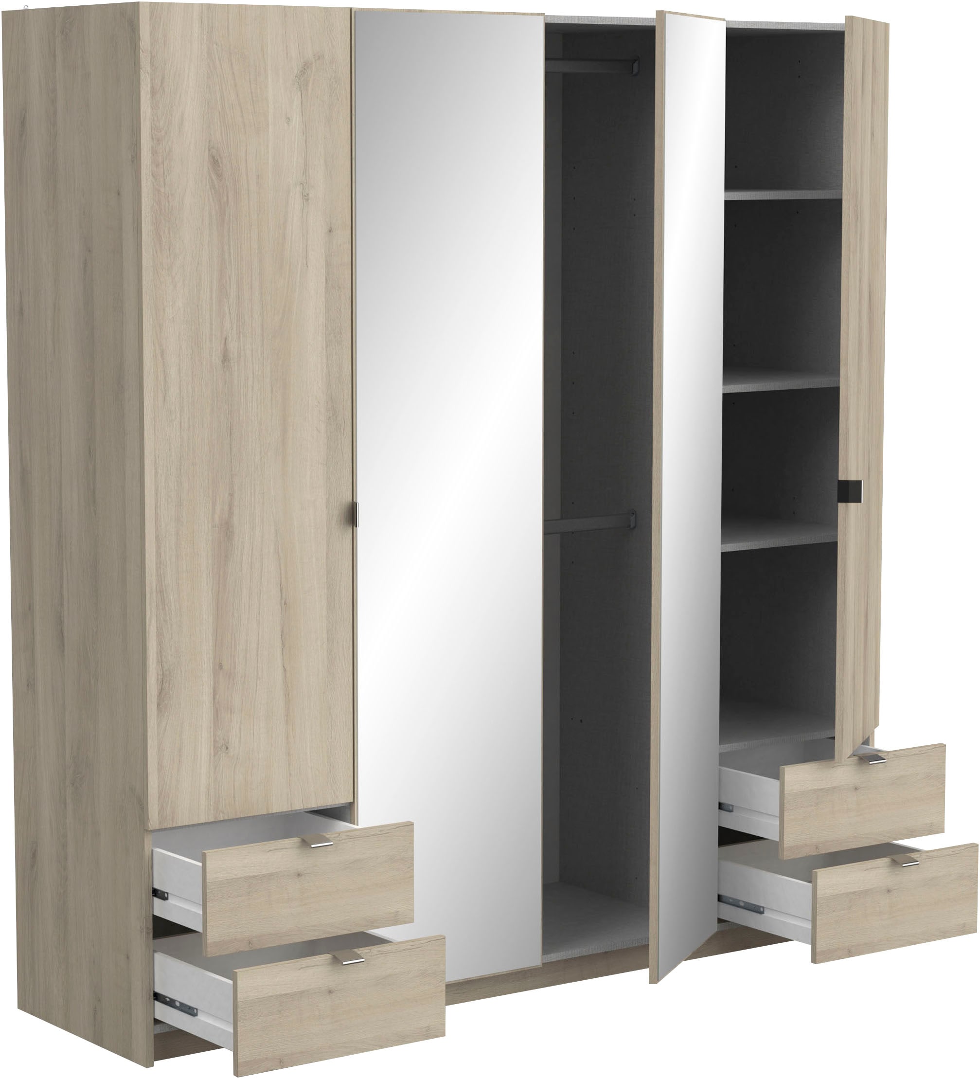 Demeyere GROUP Kleiderschrank »Mellie, 2 Spiegel, 4 Schubladen, 36 Regale, 2 Kleiderstangen« H/B/ T ca. 191/180/52cm,  maximaler Stauraum, Made in France