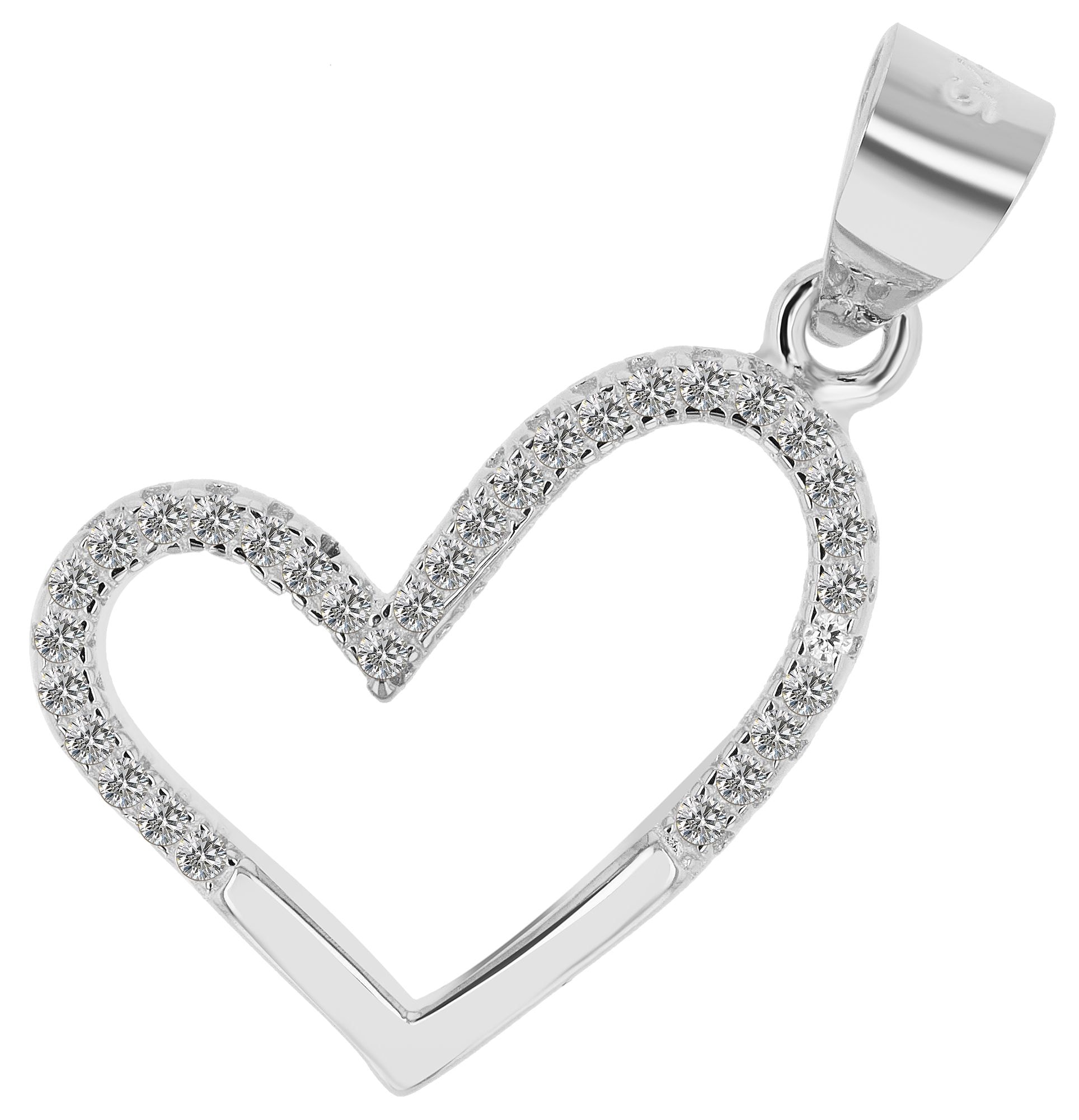 Adelia´s Herzanhänger »Damen Anhänger ¿ Herz Herzanhänger aus 925 Silber mit Zirkonia«