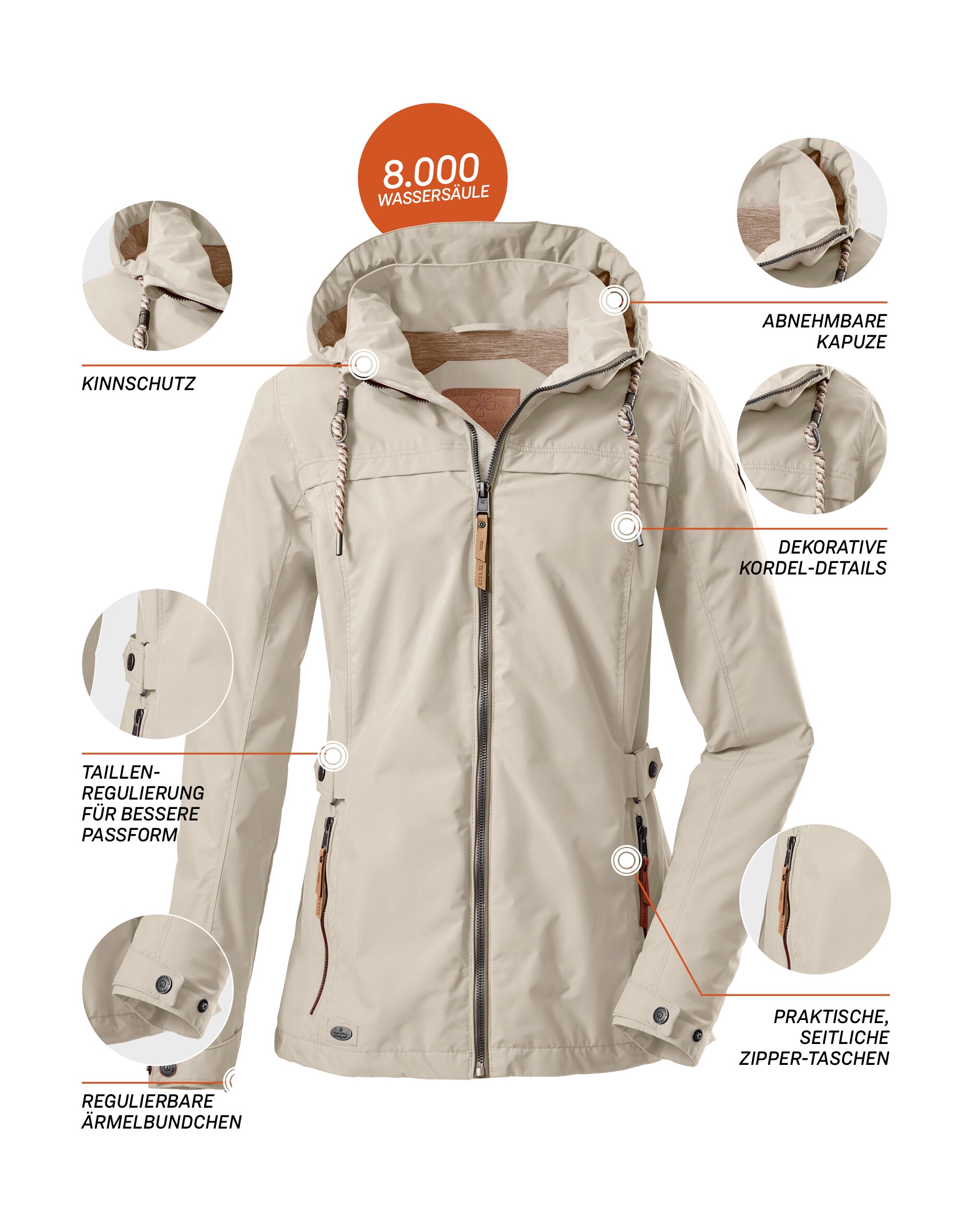 G.I.G.A. DX by killtec Funktionsjacke »Jamil WMN JCKT A«, Damenjacke: abnehmbare Kapuze, 8.000 mm Wassersäule
