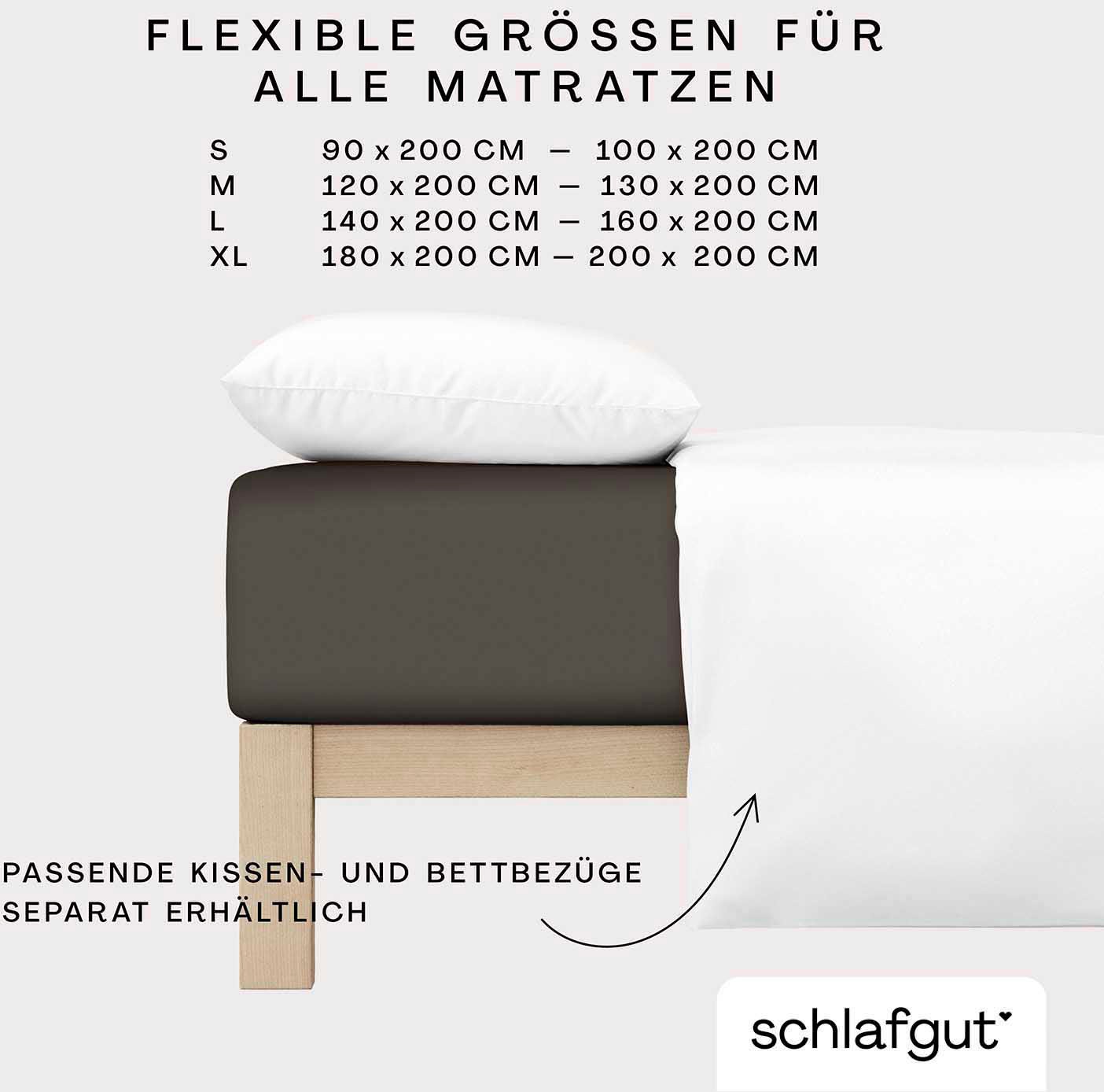 Schlafgut Spannbettlaken »CASUAL u.a. in Gr. 90x200, 140x200 oder 180x200 cm, 100% Baumwolle« Bettlaken für Matratzen bis 25 cm Höhe, zuverlässig, langlebig, weich