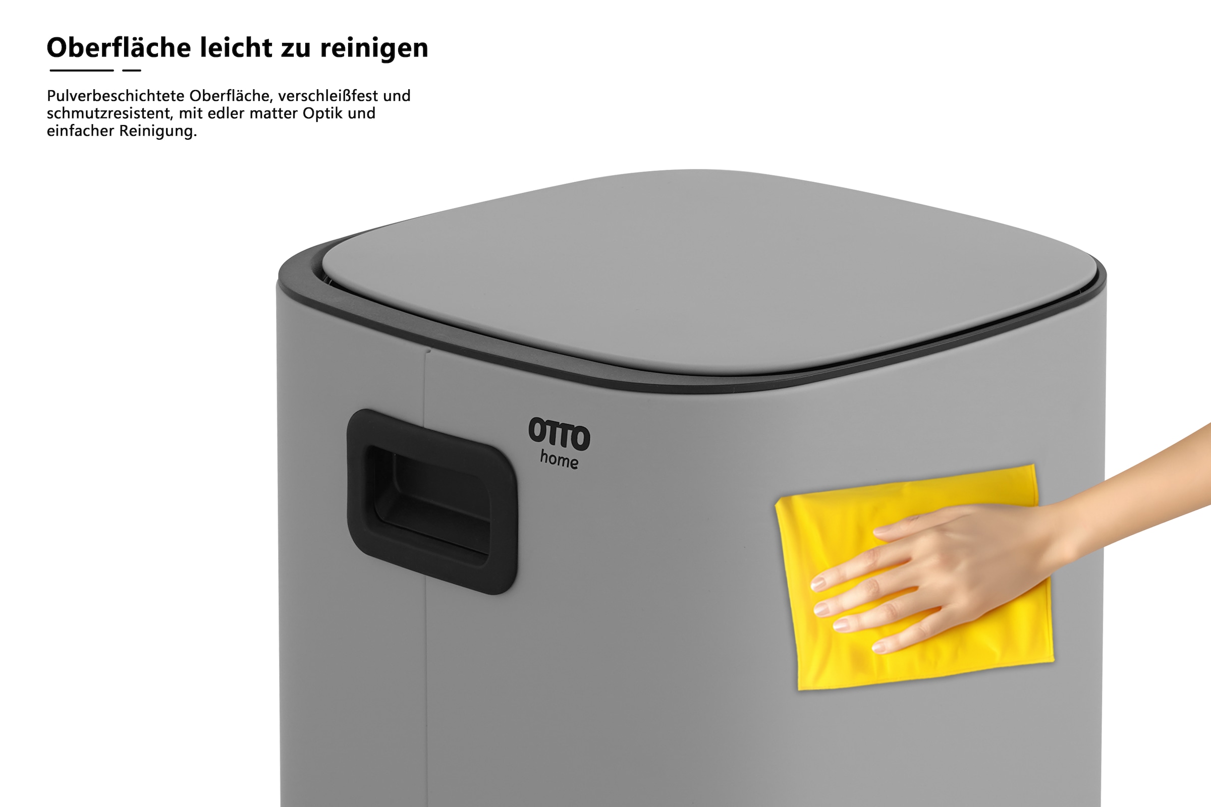 OTTO home Mülleimer »Keenna, mit verzögertem Schließmechanismus und verstecktem Griff« 1 Behälter Treteimer für Küche oder Bad, Abfalleimer mit Deckel