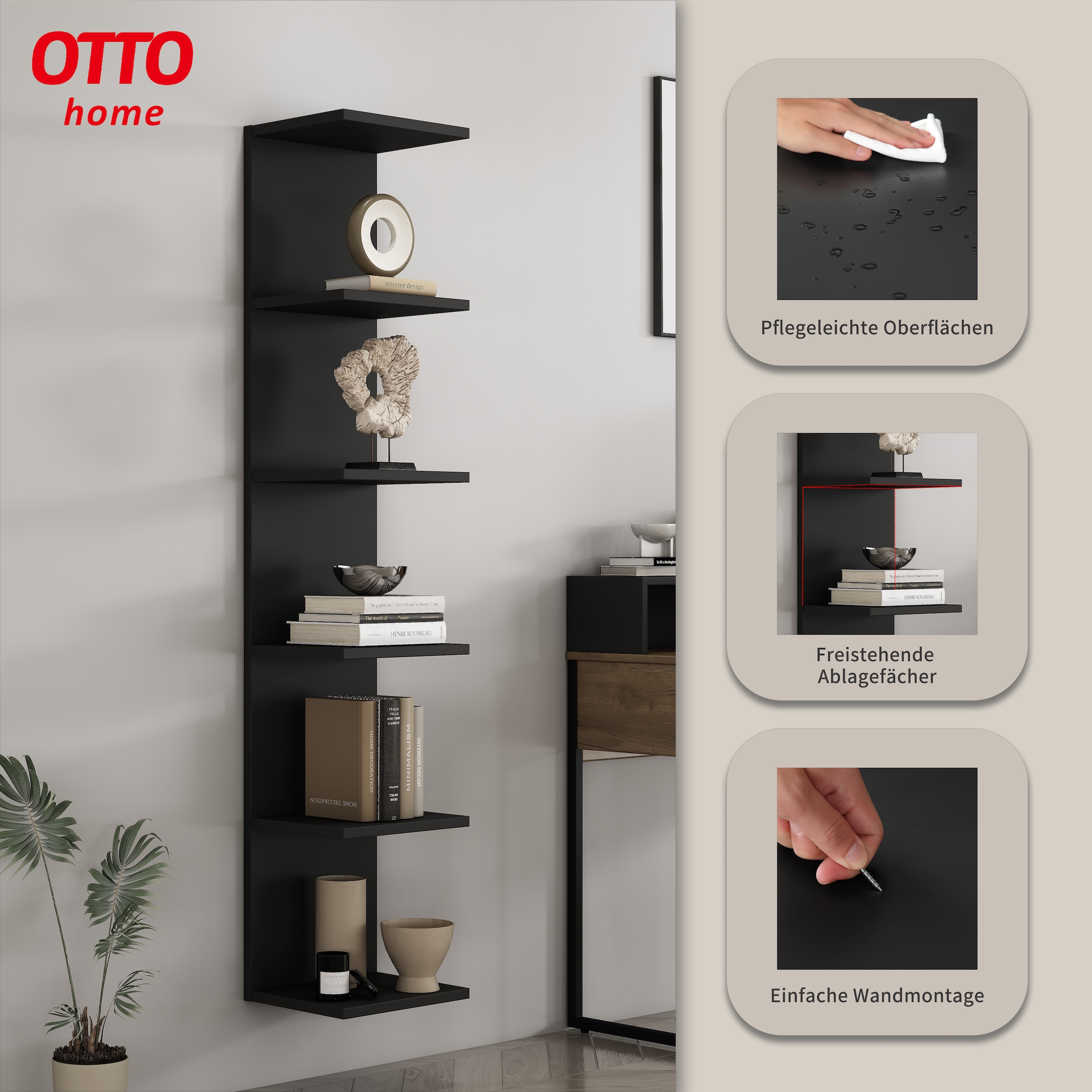 OTTO home Wandregal »Moid« dekorativer Stauraum, Wandmontage