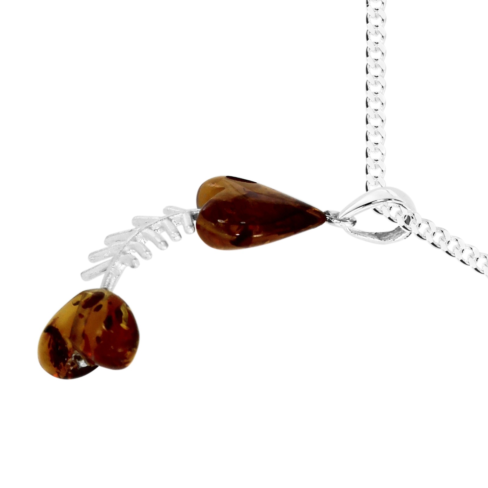 OSTSEE-SCHMUCK Kette mit Anhänger »- Fisch 35 mm - Silber 925/000 - Bernstein«