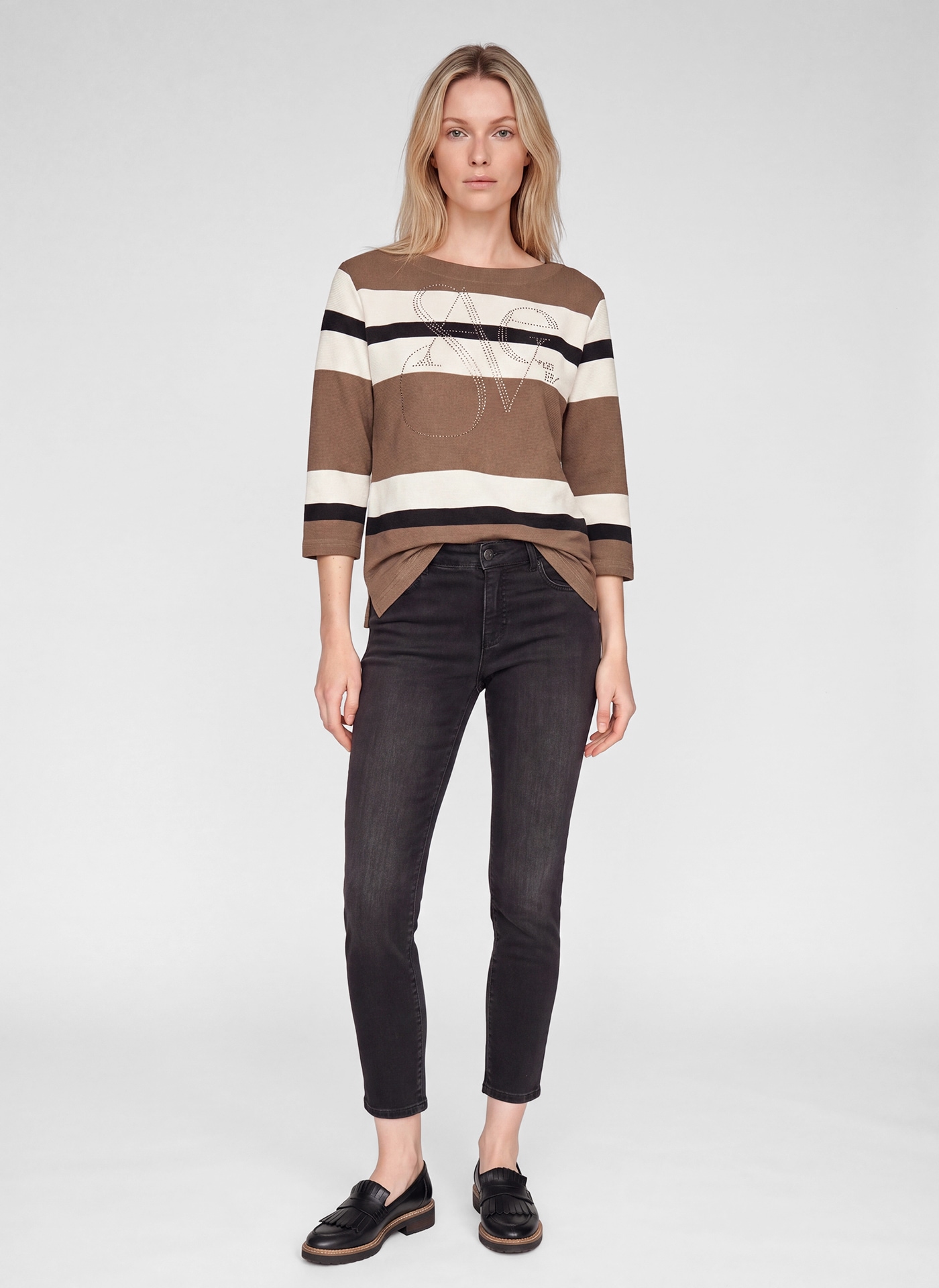 Rabe 3/4-Arm-Shirt Strickpullover im Streifen-Design und mit Glitzer-Details