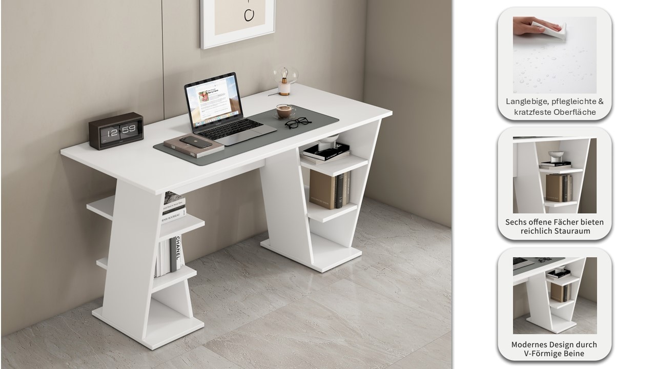 OTTO home Schreibtisch »Ezzell« Set,  Regalschreibtisch mit Ablagen, modernes Design, Breite 137 cm