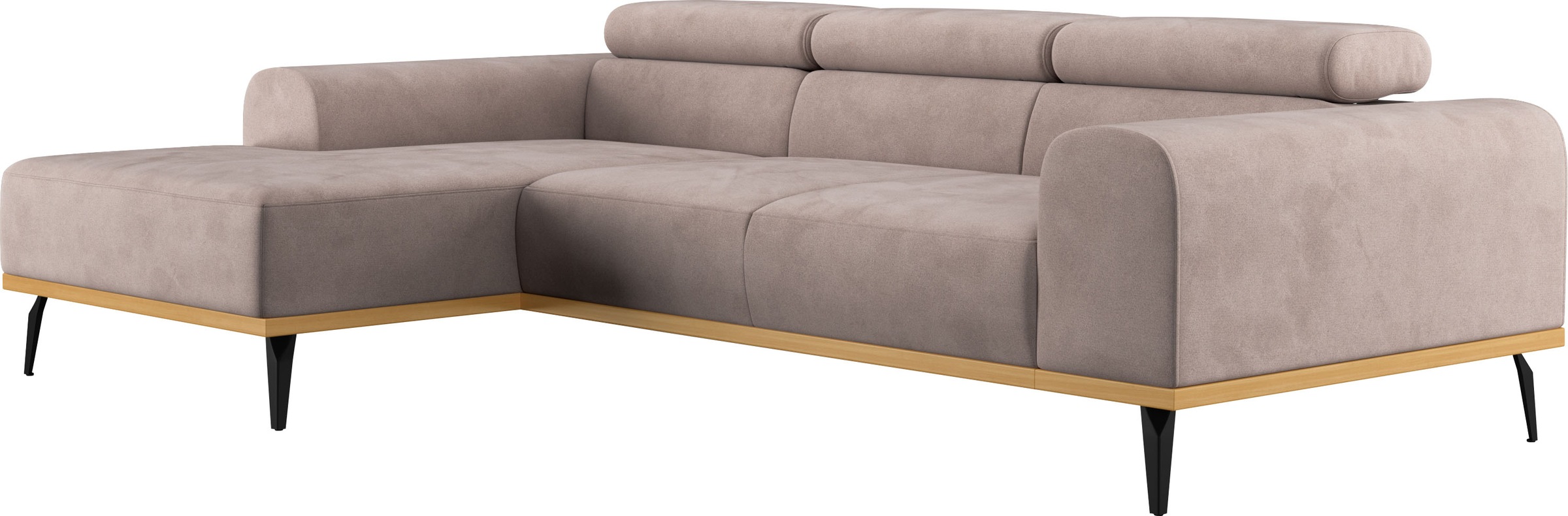 Places of Style Ecksofa »Carlo L-Form«, mit Kopfteilverstellung & Holz-Rahmenoptik, optional Relaxfunktion