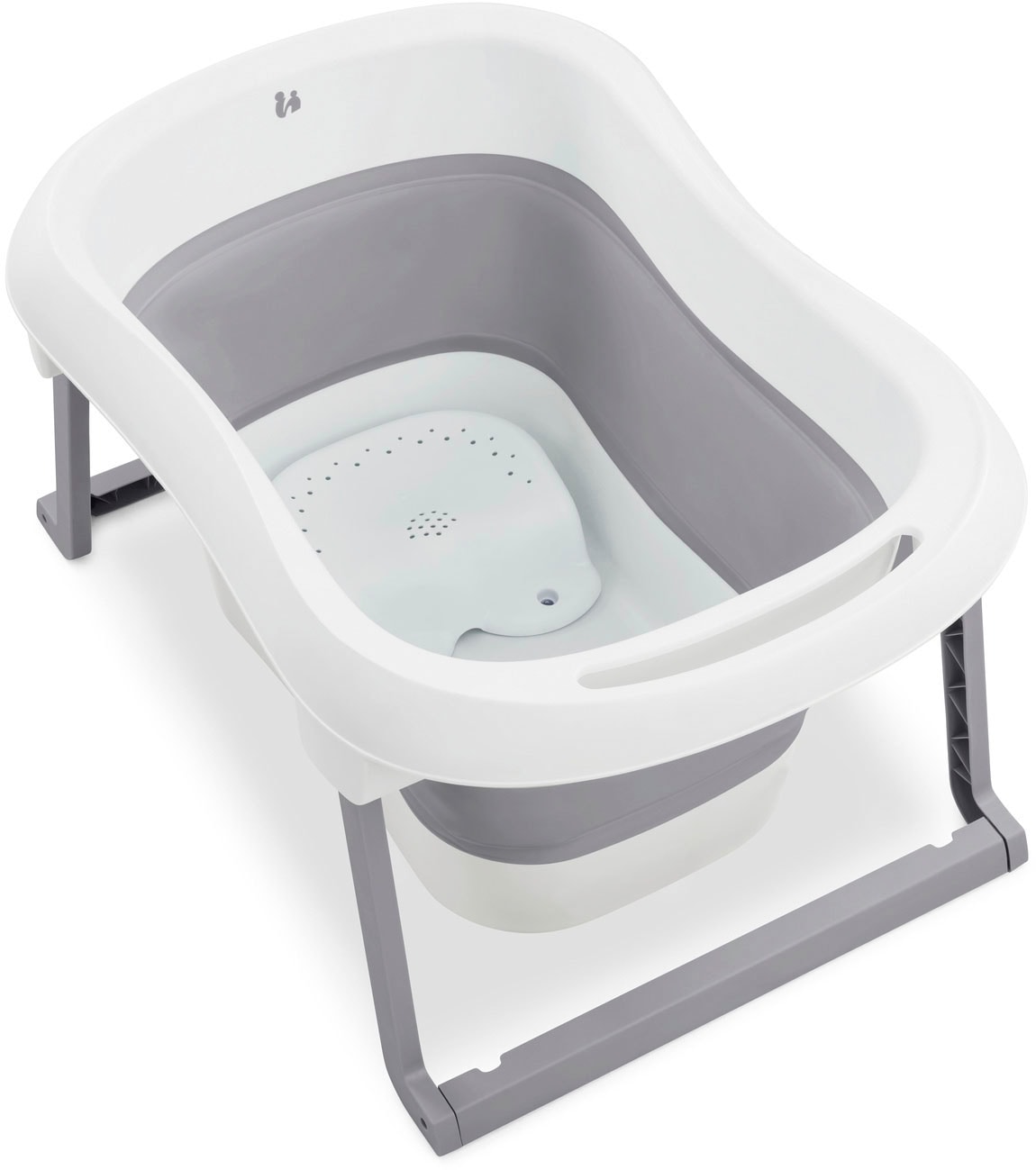 Hauck Babybadewanne »Wash N Fold L, White/Stone«, Faltbadewanne mit Wassertemperaturmessung am Ablaufstopfen