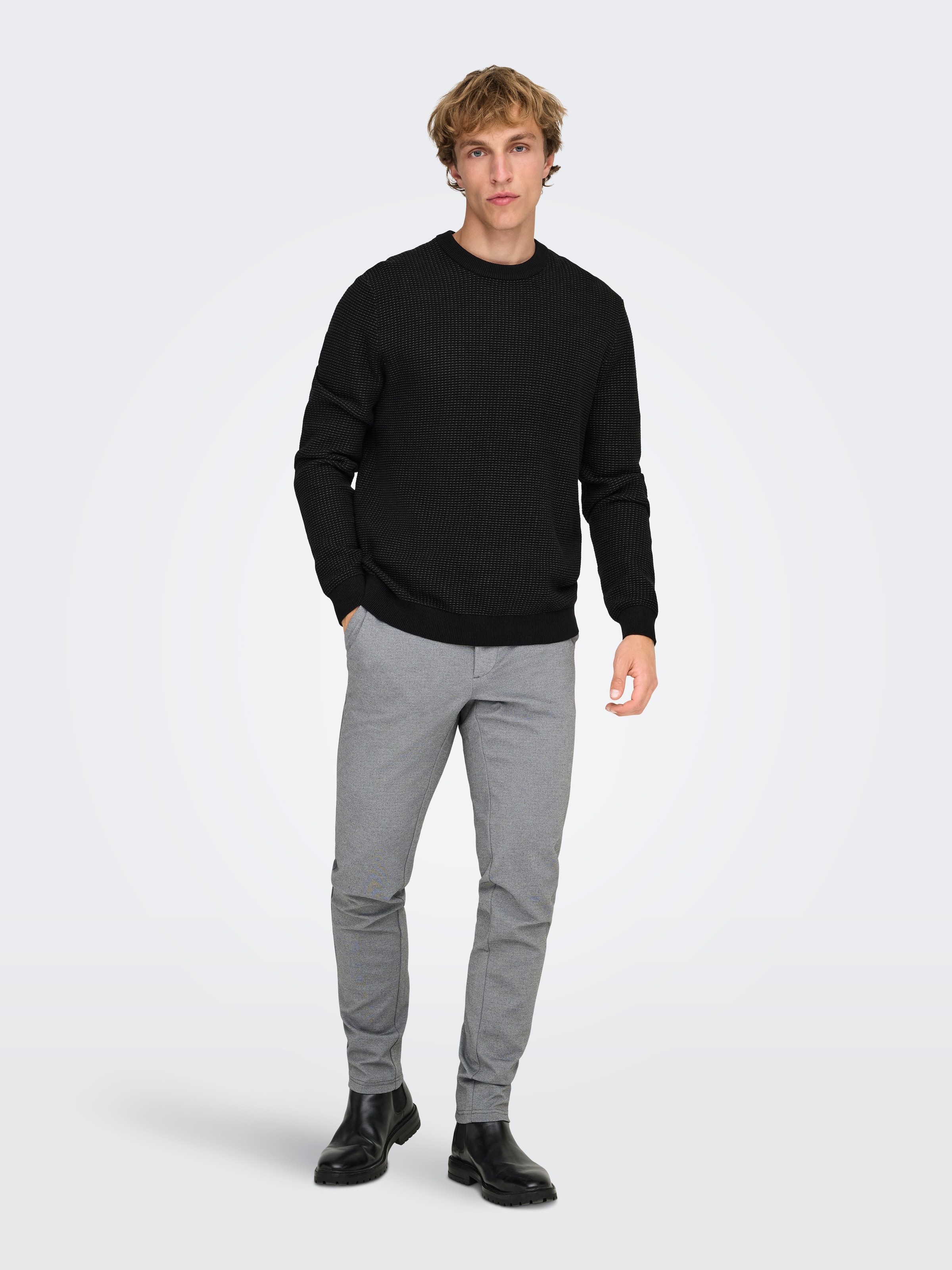 ONLY & SONS Strickpullover »ONSDAVE REG LS CREW NECK KNIT NOOS« Baumwolle, regular fit