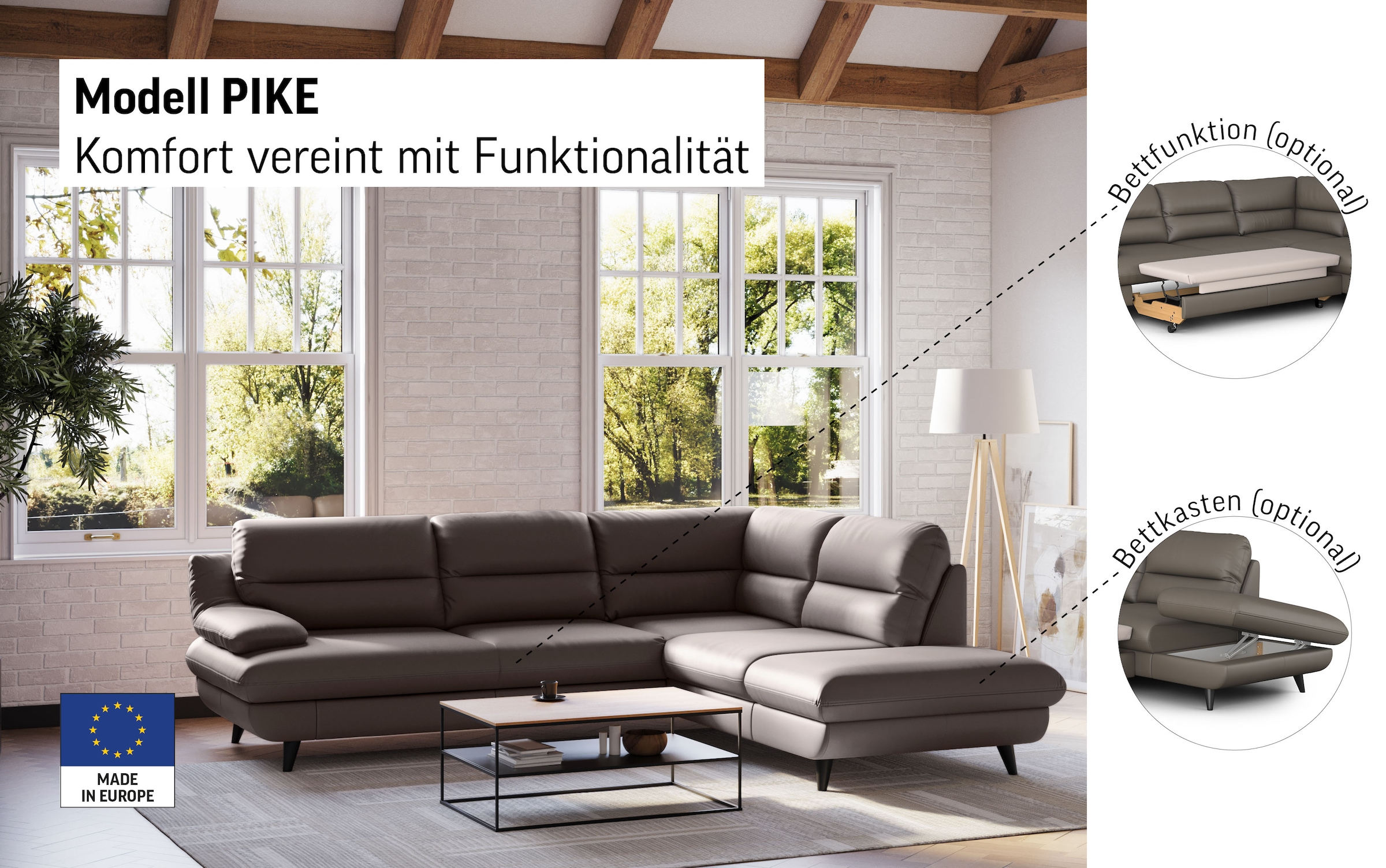 COTTA Ecksofa »Pike L-Form« Zeitloses Design
