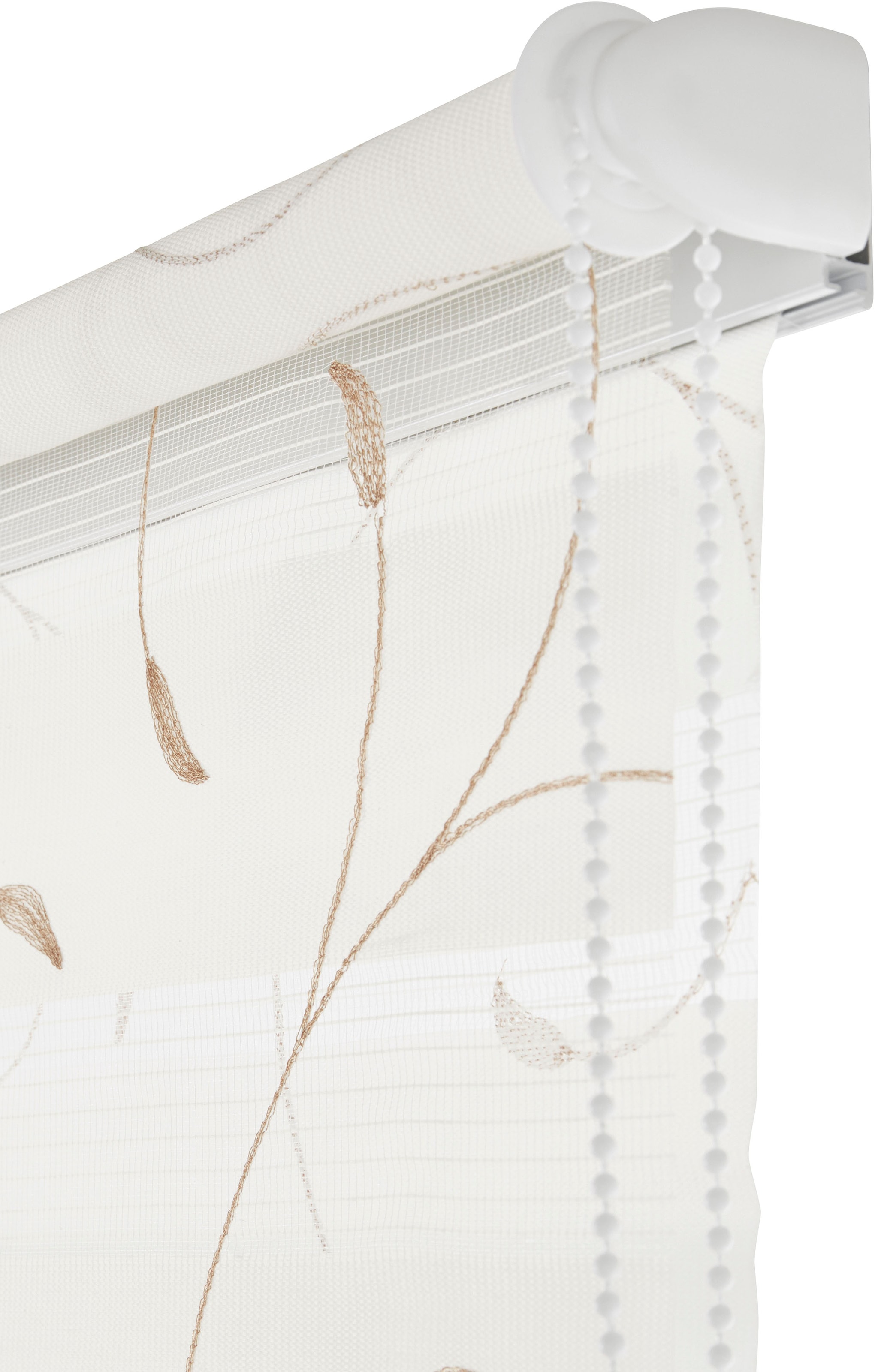 my home Doppelrollo »Clara«, Lichtschutz, Sichtschutz-Verdunkelung, ohne Bohren, freihängend, im Fixmaß, mit Stickerei, Ranken, floral, bestickt, Klemmträger