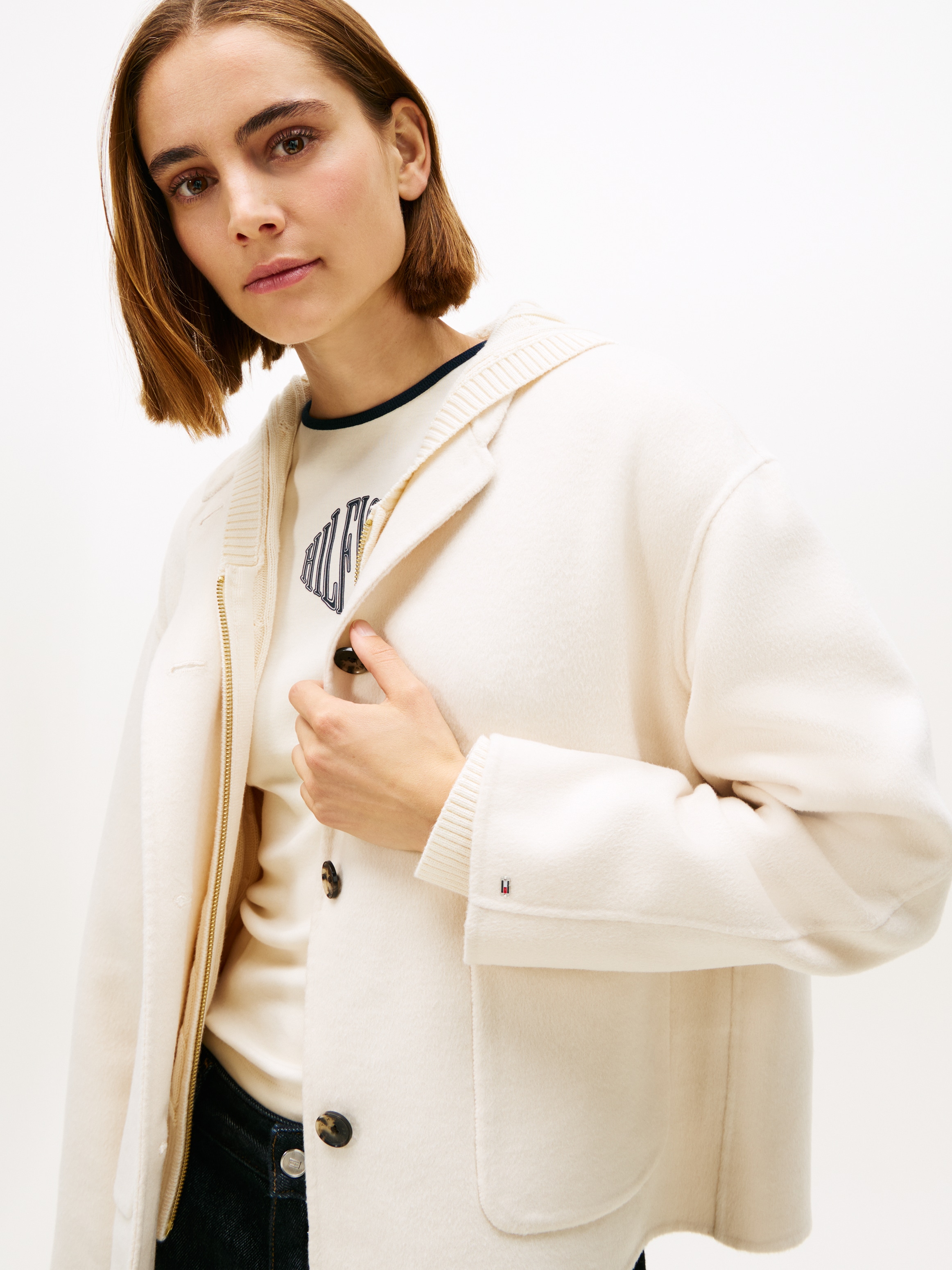 Tommy Hilfiger Bomberjacke »DF WOOL SHORT BOMBER« mit Wolle