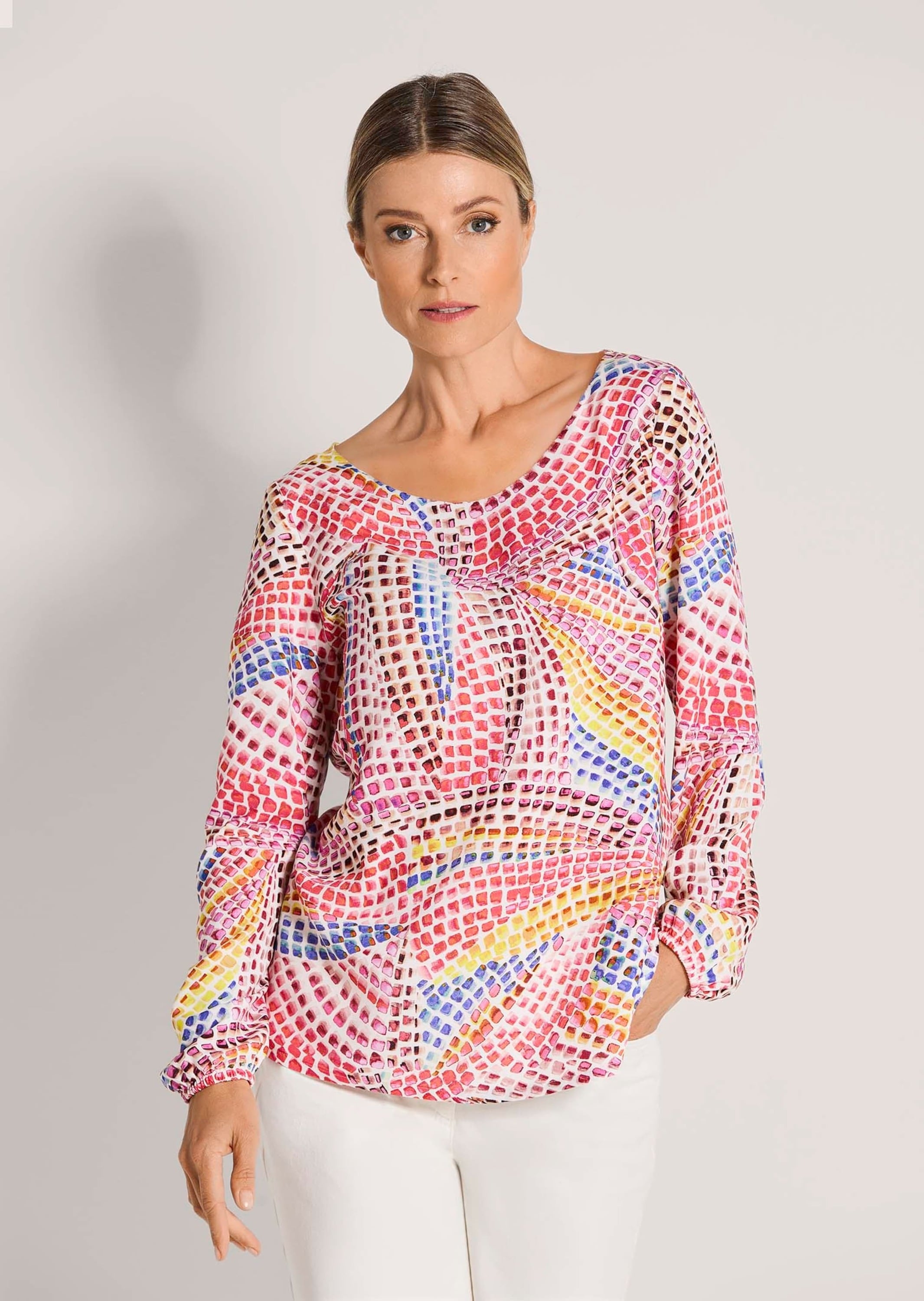 MADELEINE Langarmbluse »Bluse Multicolor-Bluse mit Punkten, Langarm«