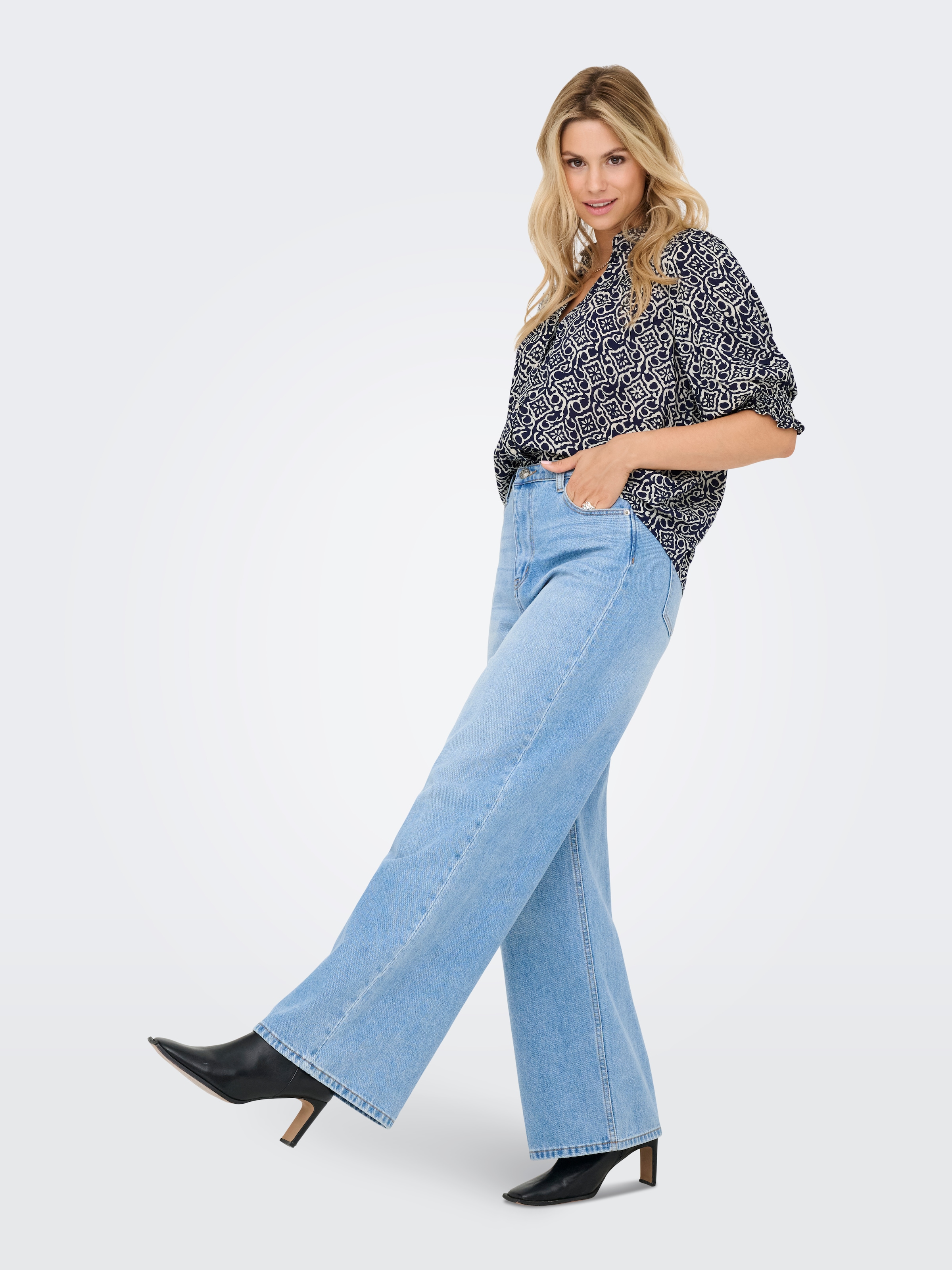 ONLY Kurzarmbluse »ONLRAYA 3/4 SHIRT WVN NOOS« Viskose, regular fit
