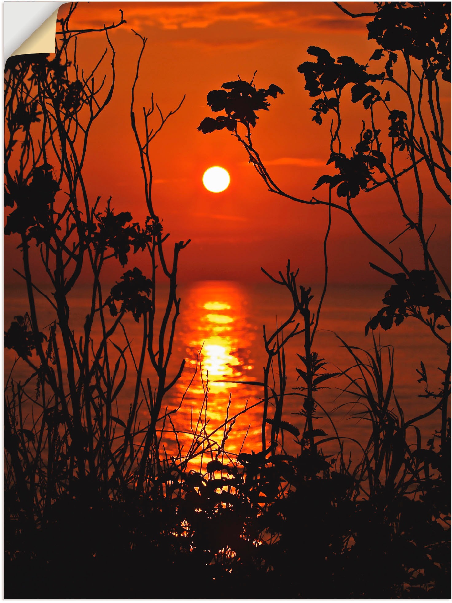 Artland Wandbild »Sonnenuntergang am Meer«, Sonnenaufgang & -untergang, (1 St.), in vielen Größen & Produktarten -Leinwandbild, Poster, Wandaufkleber / Wandtattoo auch für Badezimmer geeignet
