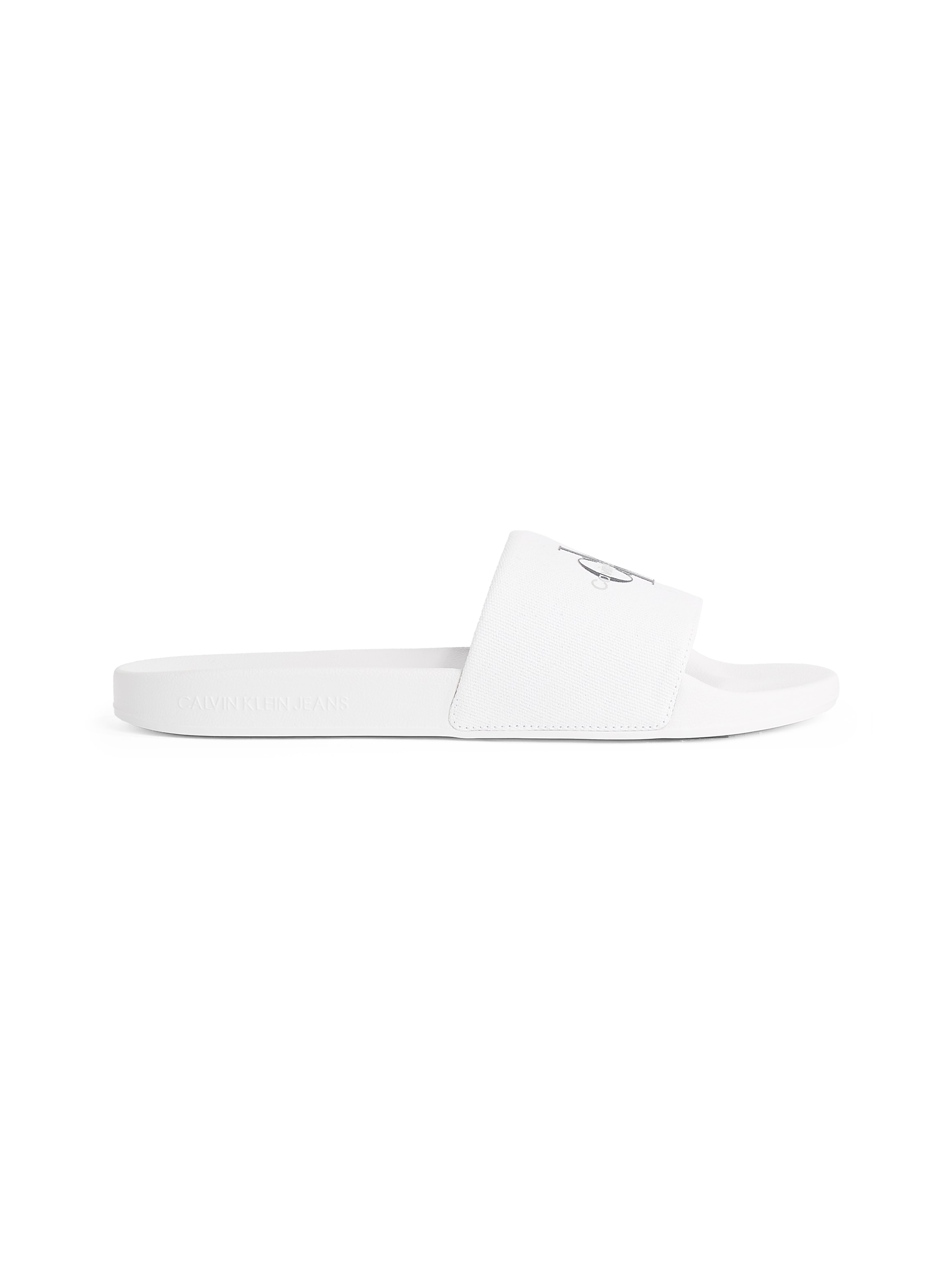 Calvin Klein Jeans Badepantolette »SLIDE MONOGRAM«, Sommerschuh, Schlappen, Poolslides, Strandschuh mit Logoschriftzug