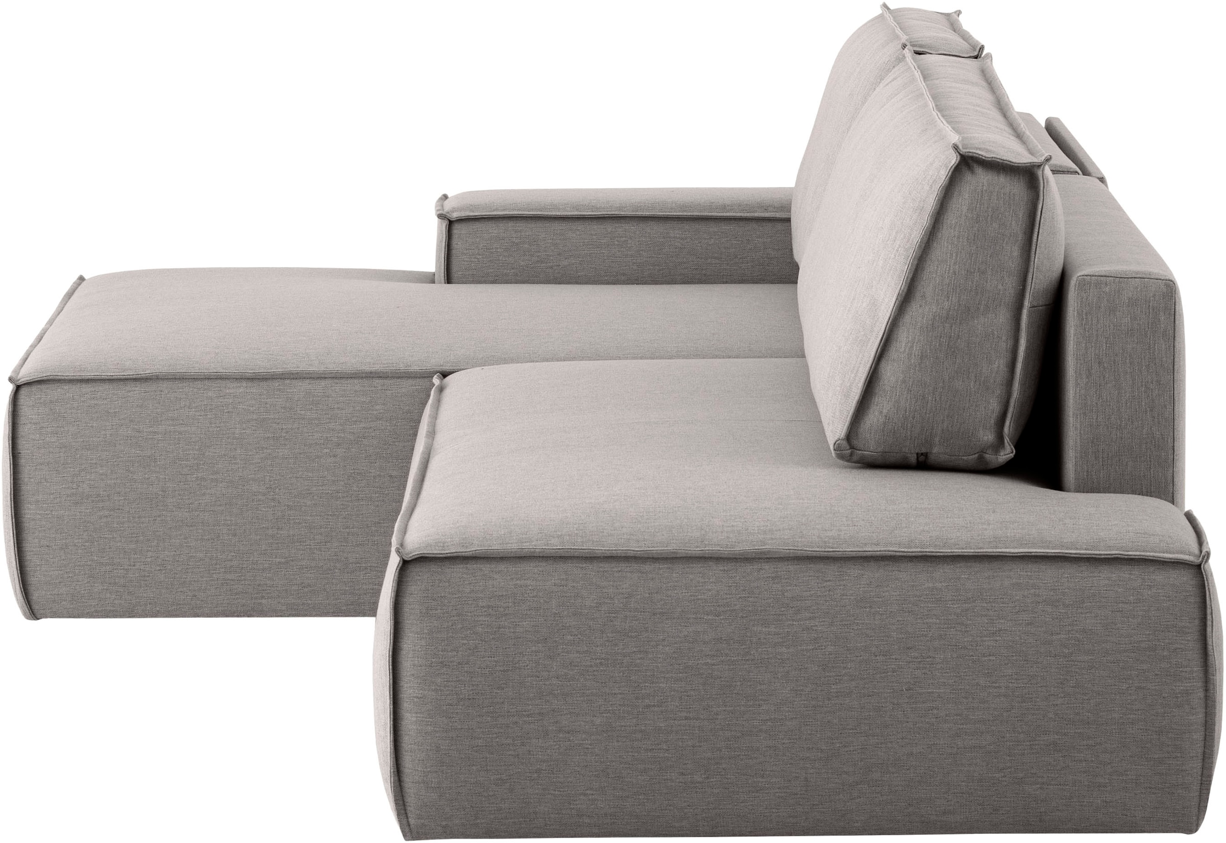 Home affaire Ecksofa »SHERWOOD, Schlafsofa in L-Form offen (275cm), Cord, Leinenoptik«, Schlaffunktion und Bettkasten, Kedernaht, hoher Sitz- & Liegekomfort