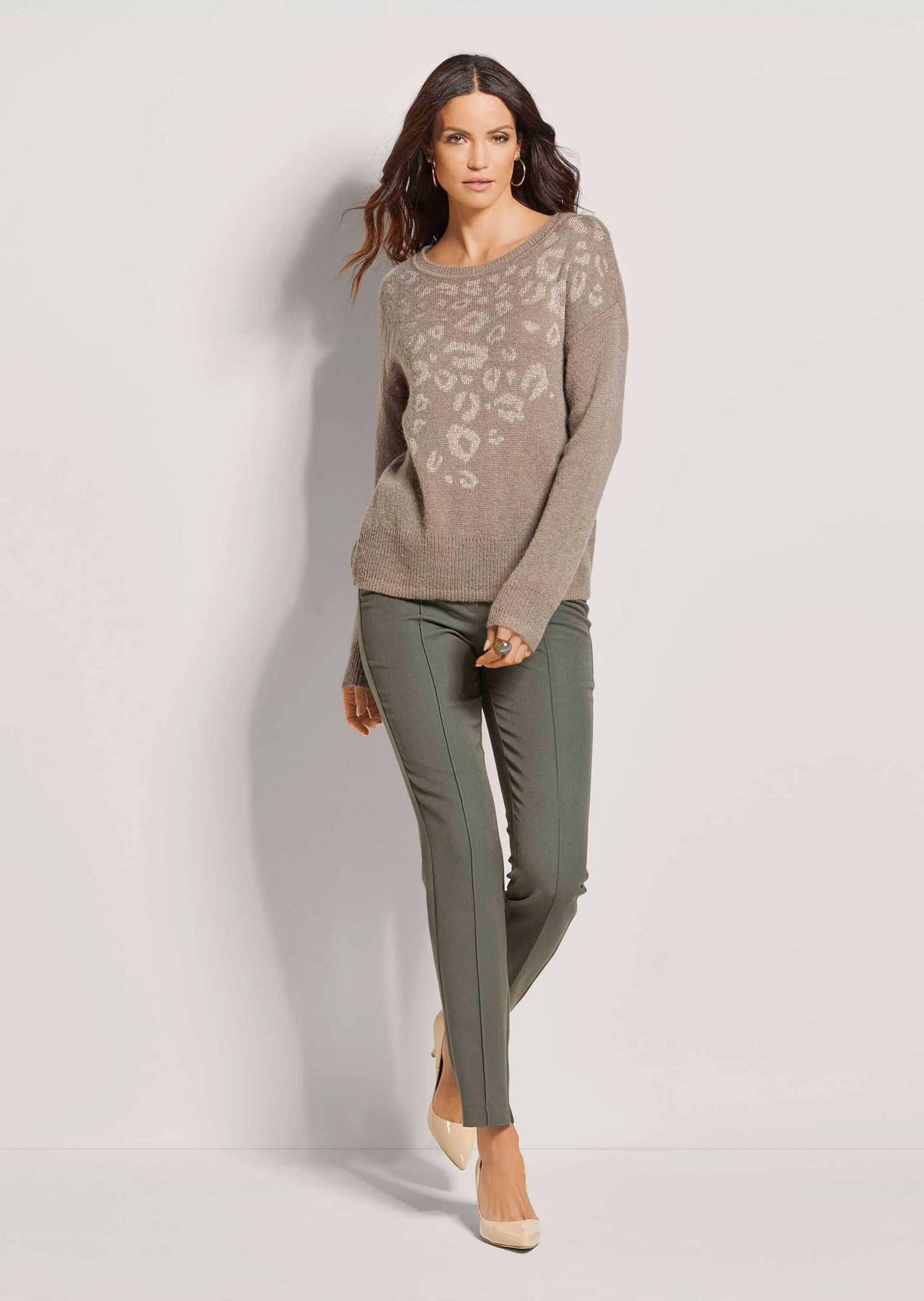 MADELEINE Longpullover »Pullover Kurzer Intarsien-Pullover mit Glanz-Effekt«