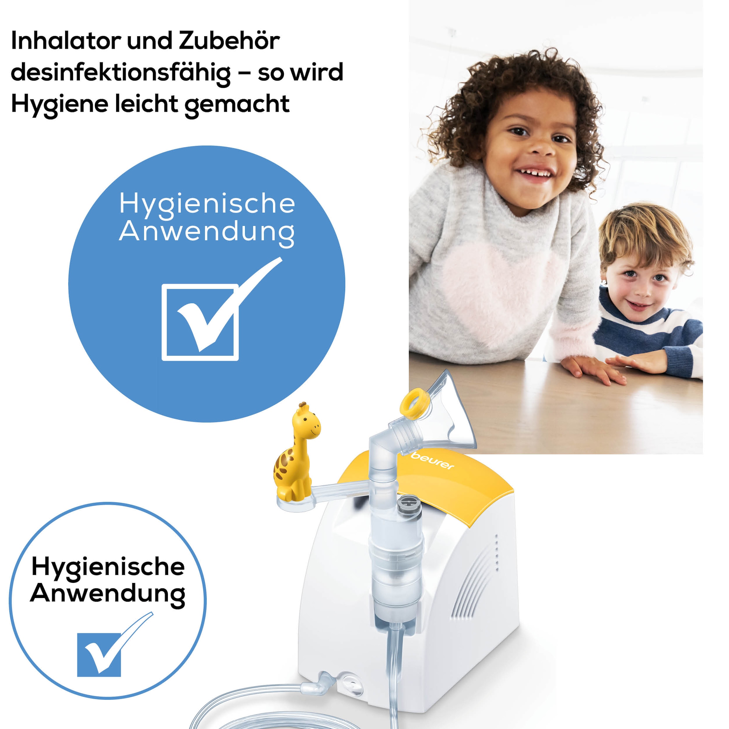 BEURER Inhalationsgerät »IH 26 Kinder Inhalator, Behandlung der oberen und unteren Atemwege«, (Set, 12 tlg.), Kinderfreundliches Design, zur Anwendung bei Erkältung, Asthma, etc.