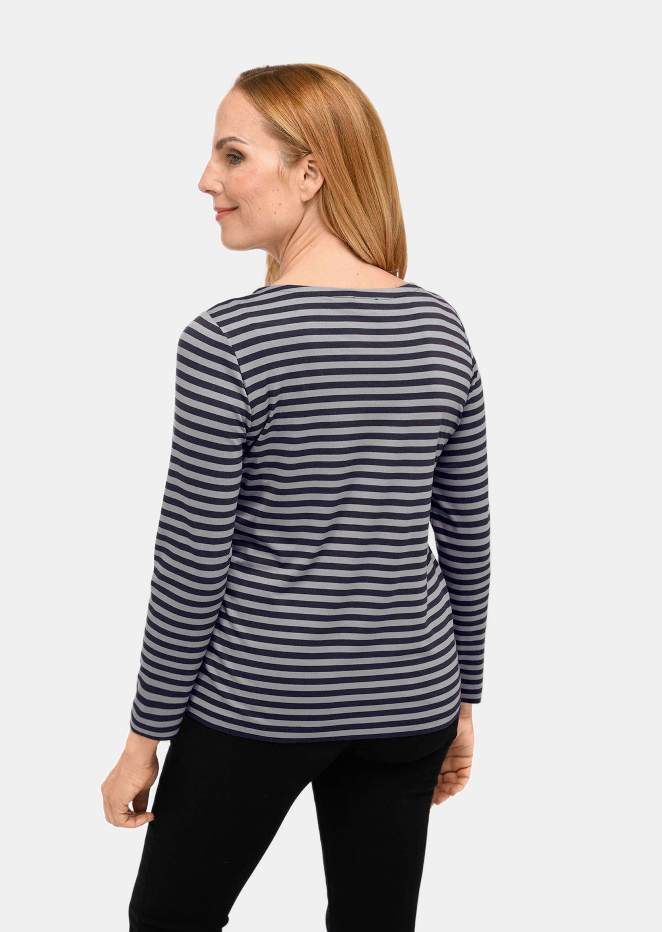 GOLDNER Longpullover »Kurzgröße Buntgewirktes Ringelshirt«