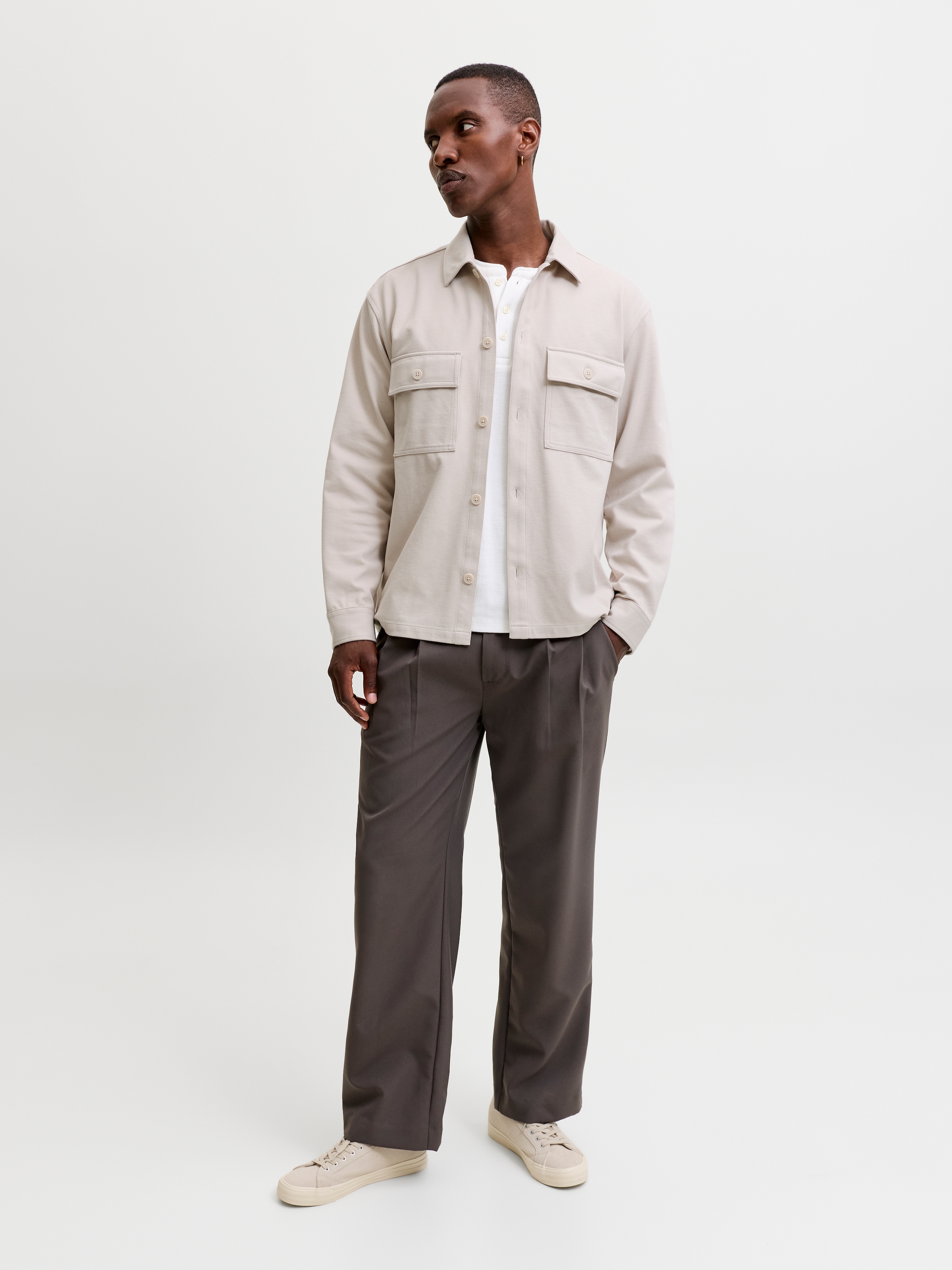 Jack & Jones Langarmhemd »JJWILLIAM SWEAT OVERSHIRT LS NOOS« Materialmix, Sweatmaterial, locker geschnitten