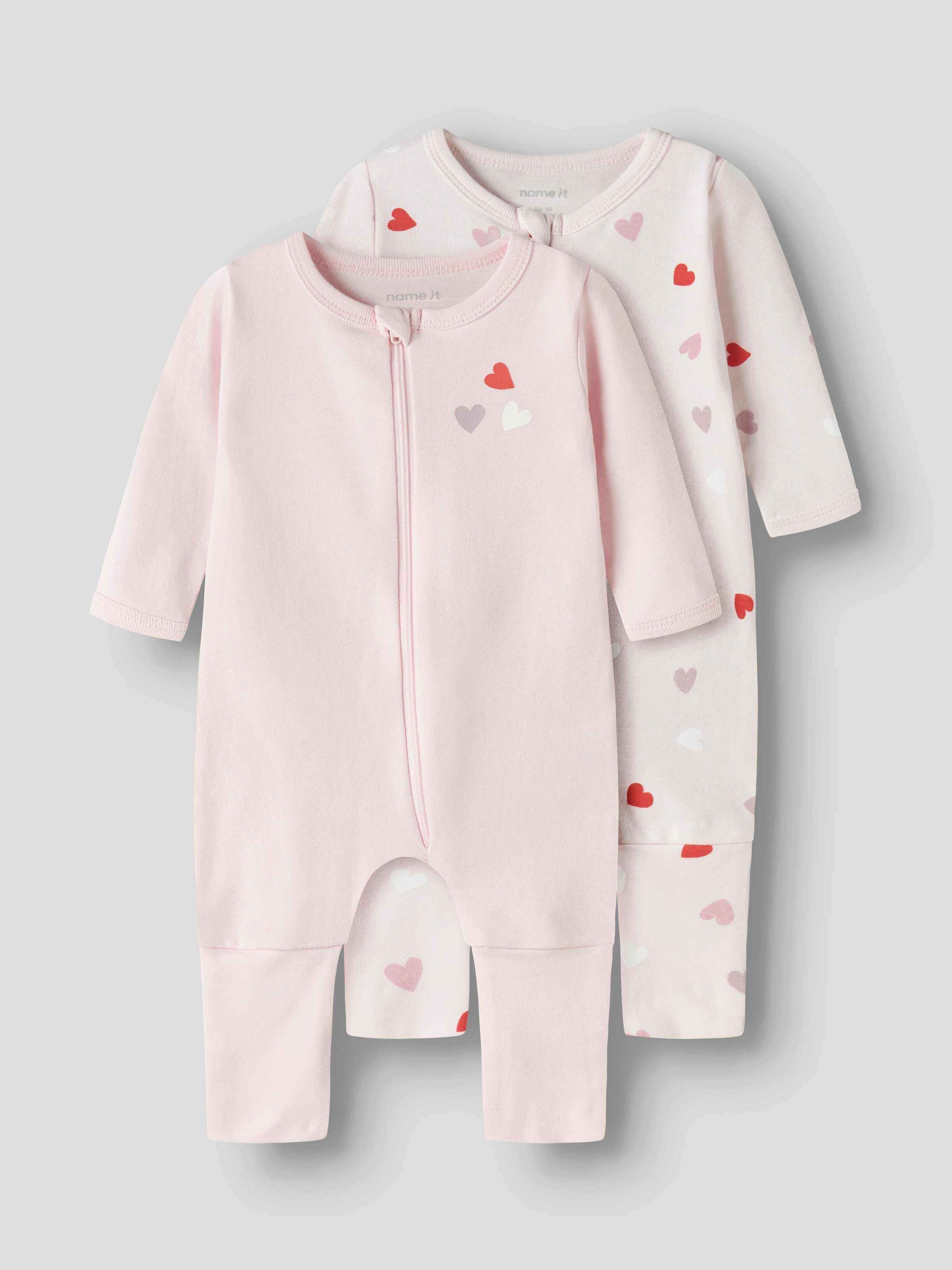 Name It Schlafanzug »NBFNIGHTSUIT 2P ZIP FF CAR. HEART NOOS« Packung, 2 tlg.