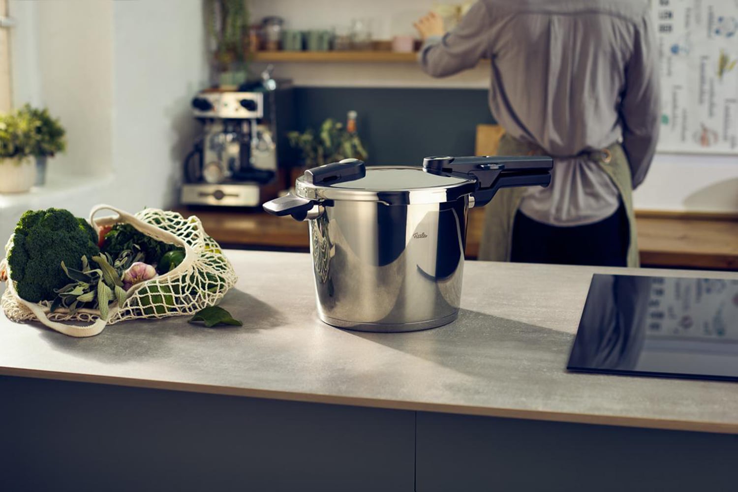 Fissler Schnellkochtopf »Vitaquick®Elemental Dampfkochtopf Premium Drucktopf« Set, 2 Schnellkochtöpfe jeweils mit Glasdeckel, 4 tlg. Edelstahl 18/10