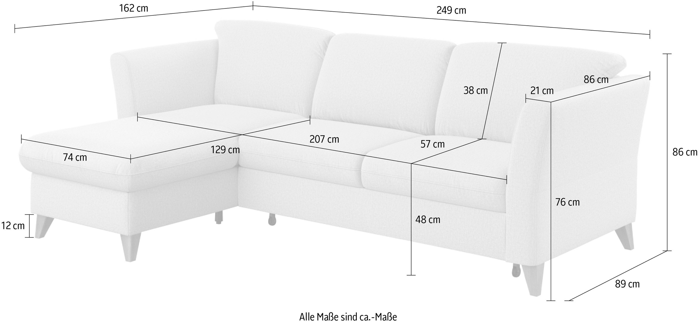 Home affaire Ecksofa »Trelleborg L-Form«, Federkern-Polsterung, wahlweise mit Bettfunktion und Bettkasten