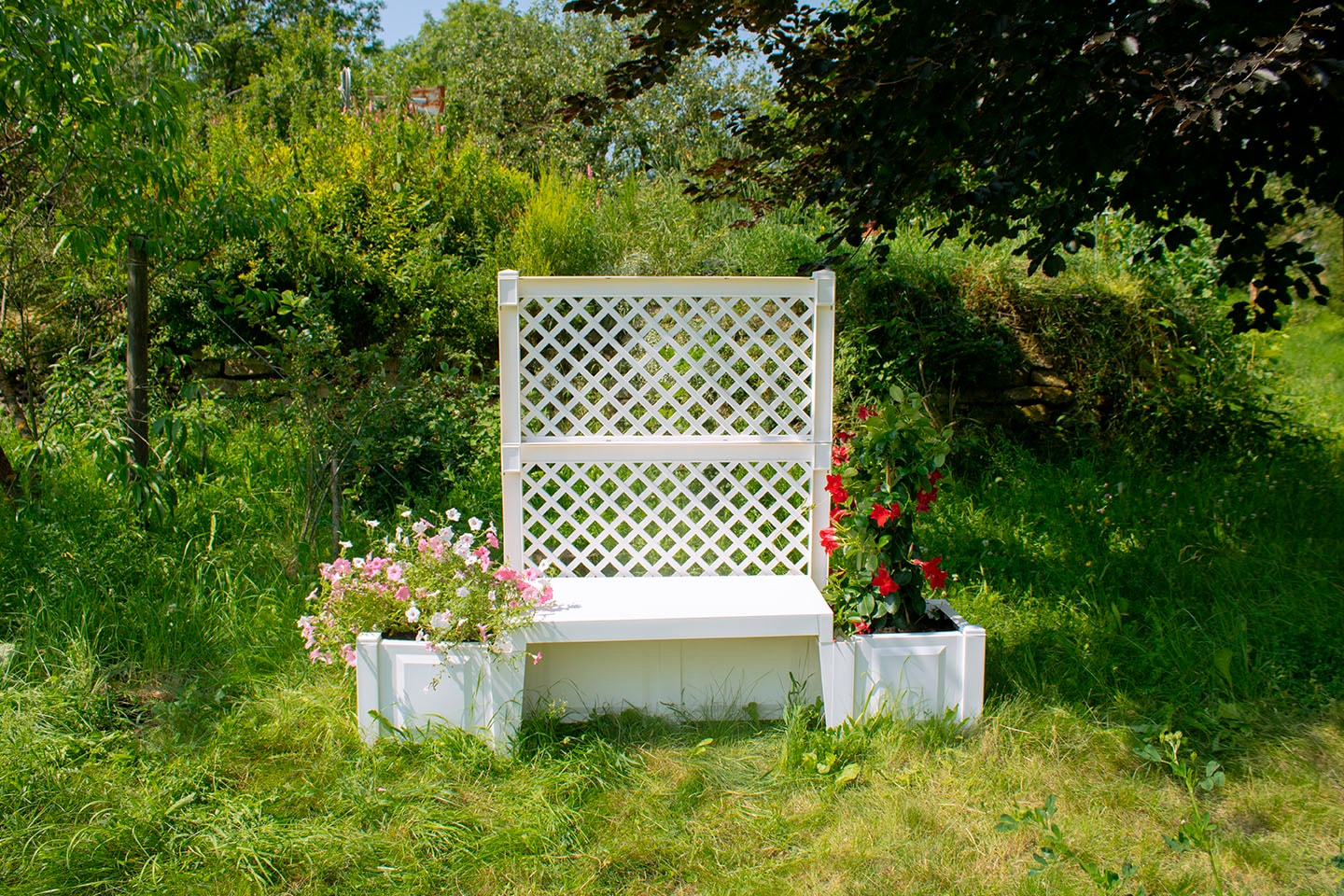 KHW Gartenbank »Kopenhagen«, mit Spalier und zwei Pflanzkästen, weiß