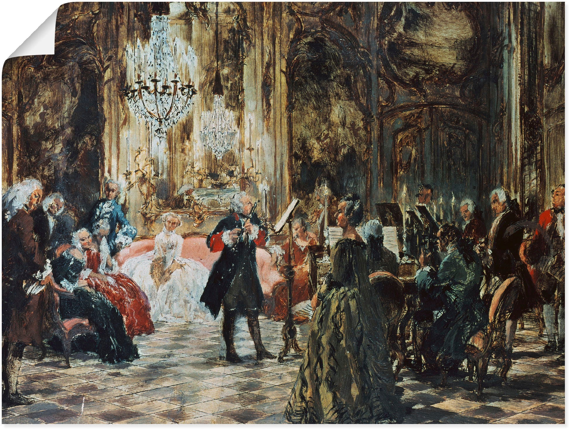 Artland Wandbild »Flötenkonzert Friedrich des Großen.«, Orchester & Bands, (1 St.), als Leinwandbild, Poster in verschied. Größen