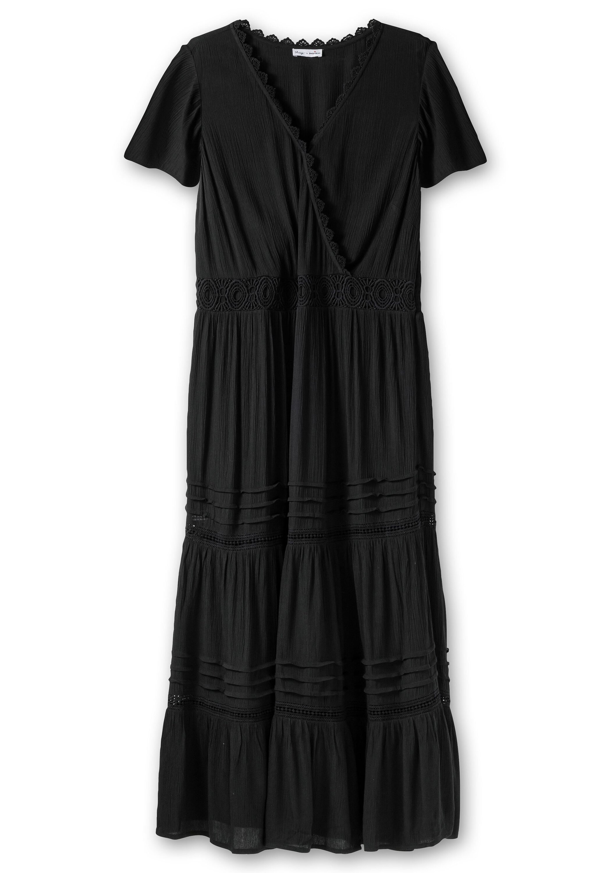 Sheego Maxikleid »Maxikleid in Wickeloptik, mit Stufenvolant«