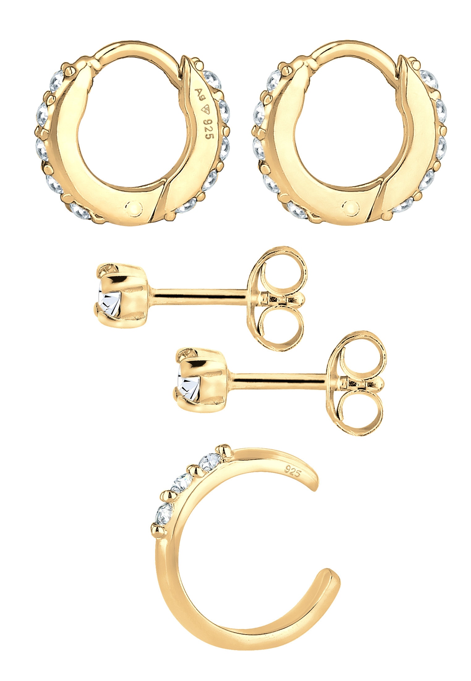Elli Ohrstecker-Set »Ohrringe 3er Set 925 Silber, mit Kristallen von Swarovski®«