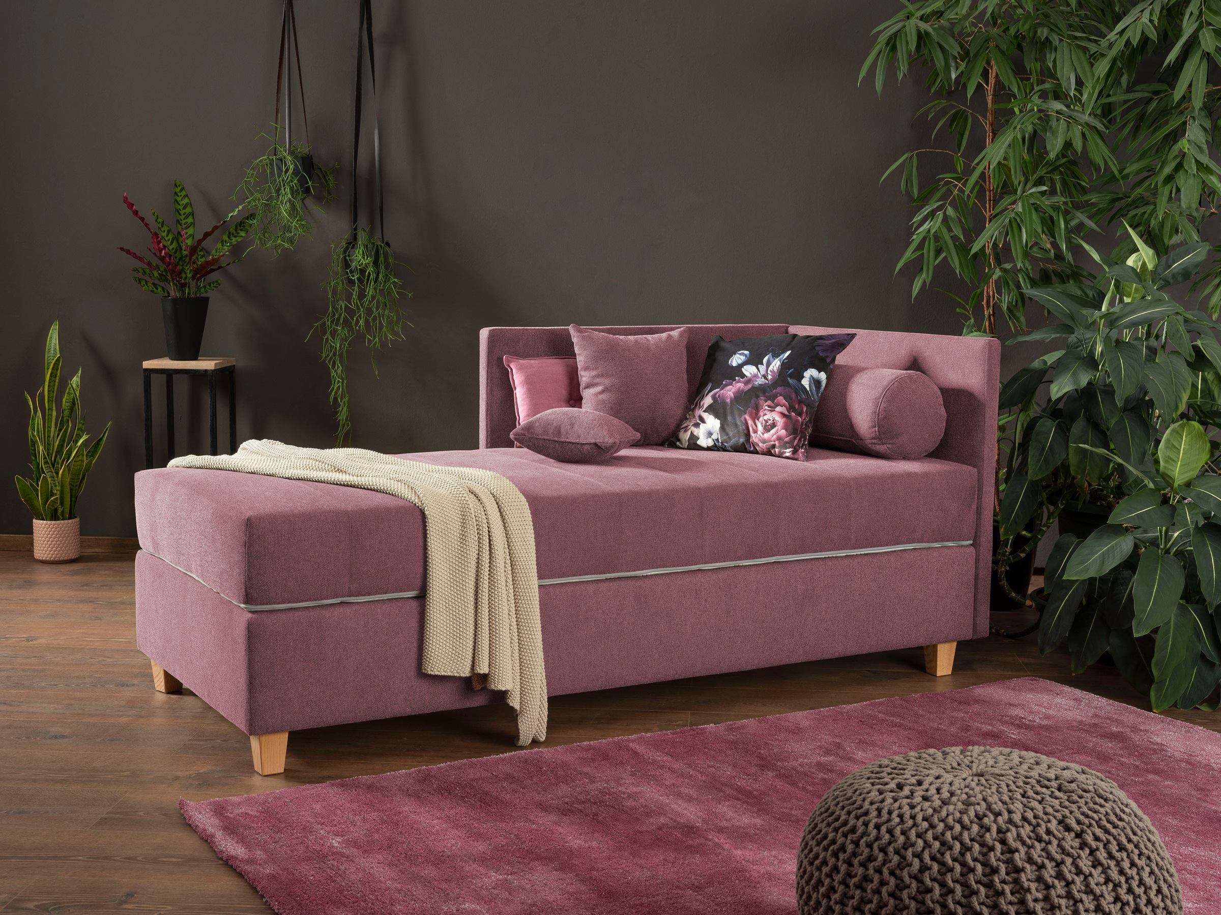alina Schlafsofa »Kona«, 7-Zonen Taschenfederkernmatratze, Zierkissen-Set und Schlummerrollen