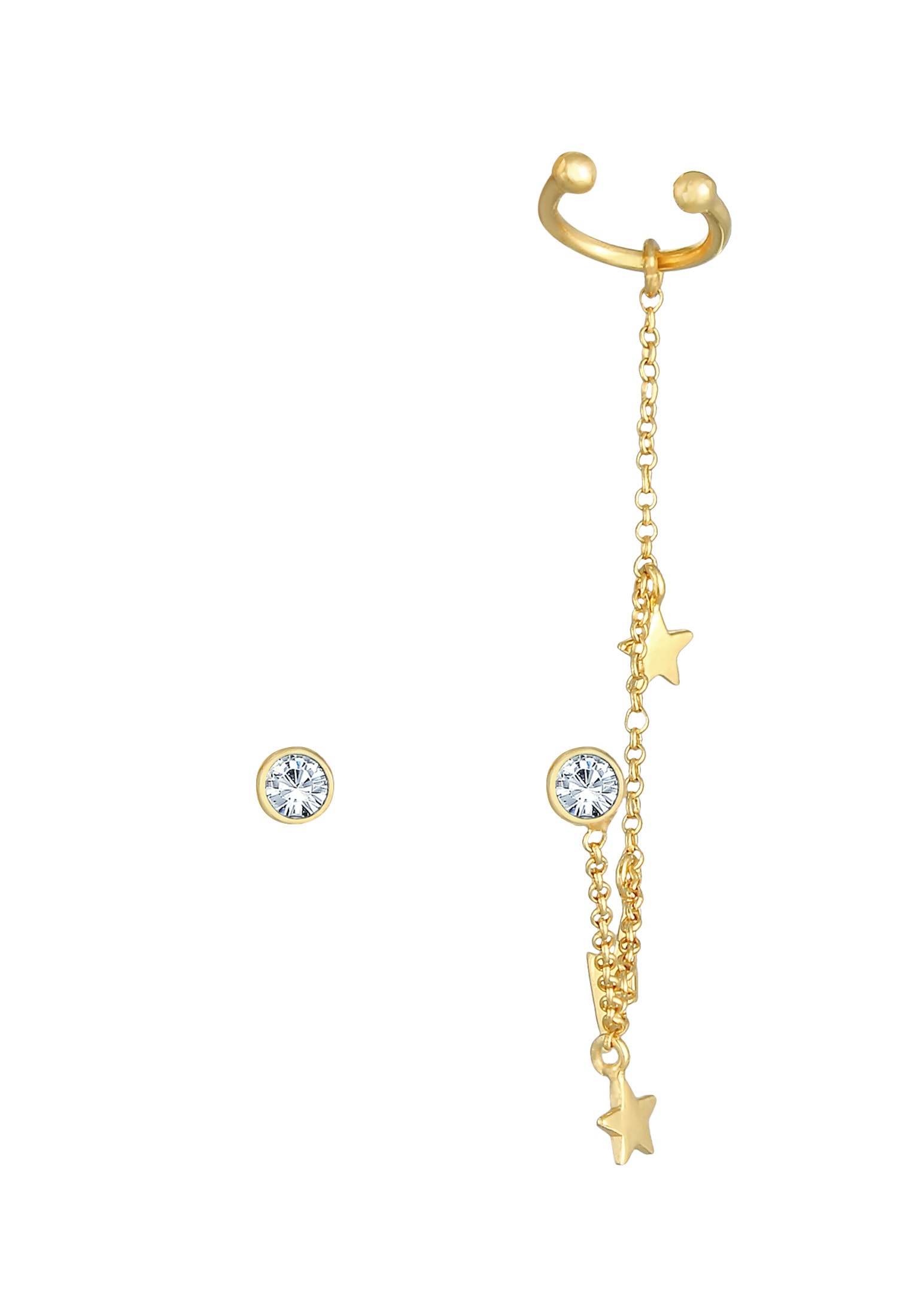 Elli Paar Ohrstecker »Ohrringe Stecker Kristalle Earcuff Stern Blitz 925 Silber«