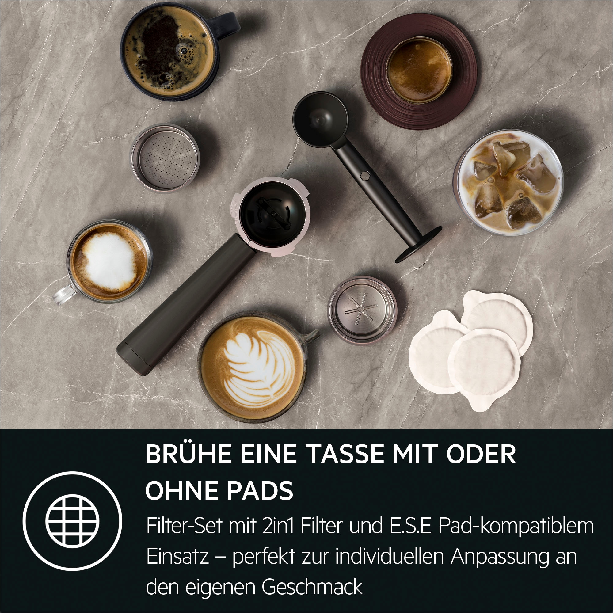 AEG Siebträgermaschine »Gourmet 6 EC6-1-6BST«, Korbfilter